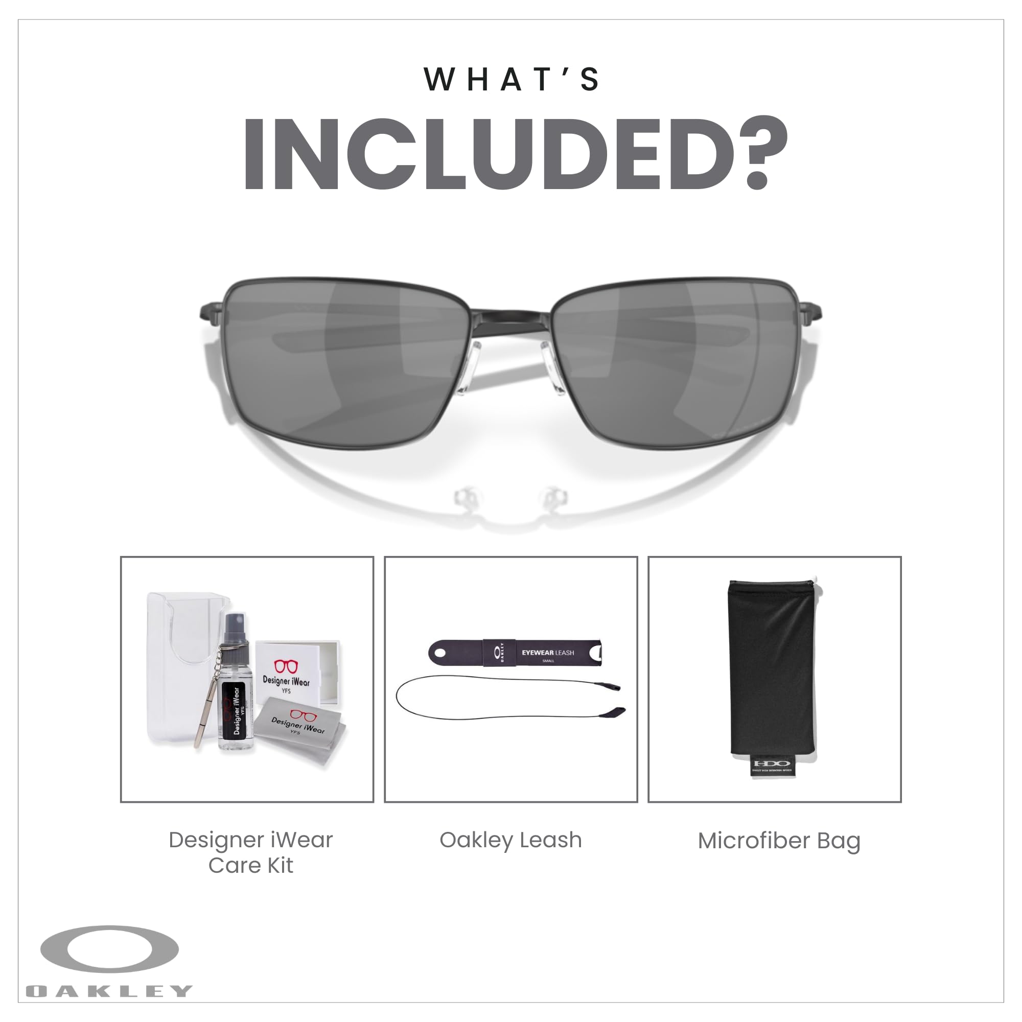 Oakley Square Wire OO4075 Rectangular Sunglasses For Men + BUNDLE Leash + Designer iWear Care Kit