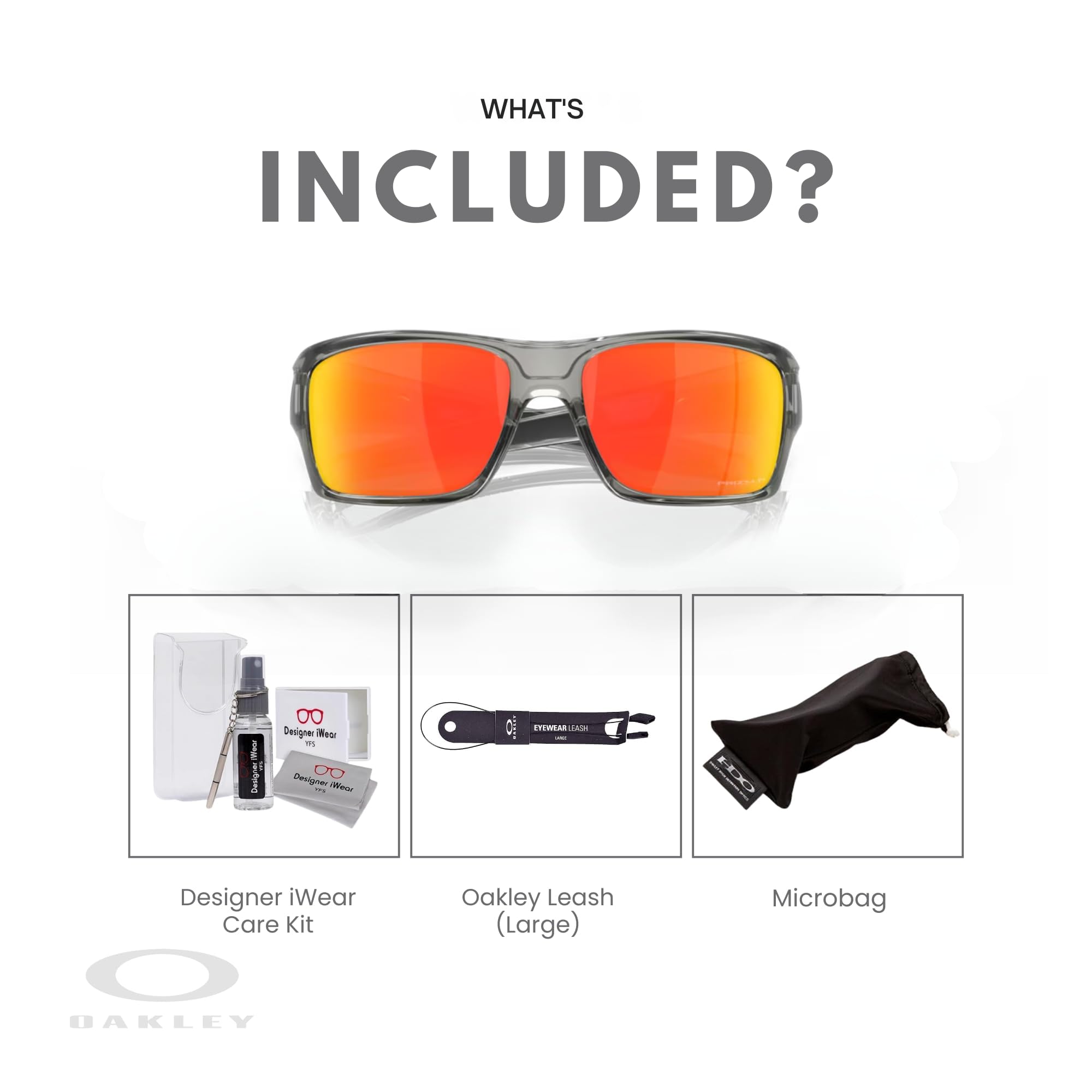 Oakley Turbine OO9263 Rectangular Sunglasses For Men+ BUNDLE Leash + BUNDLE with Designer iWear Eyewear Kit