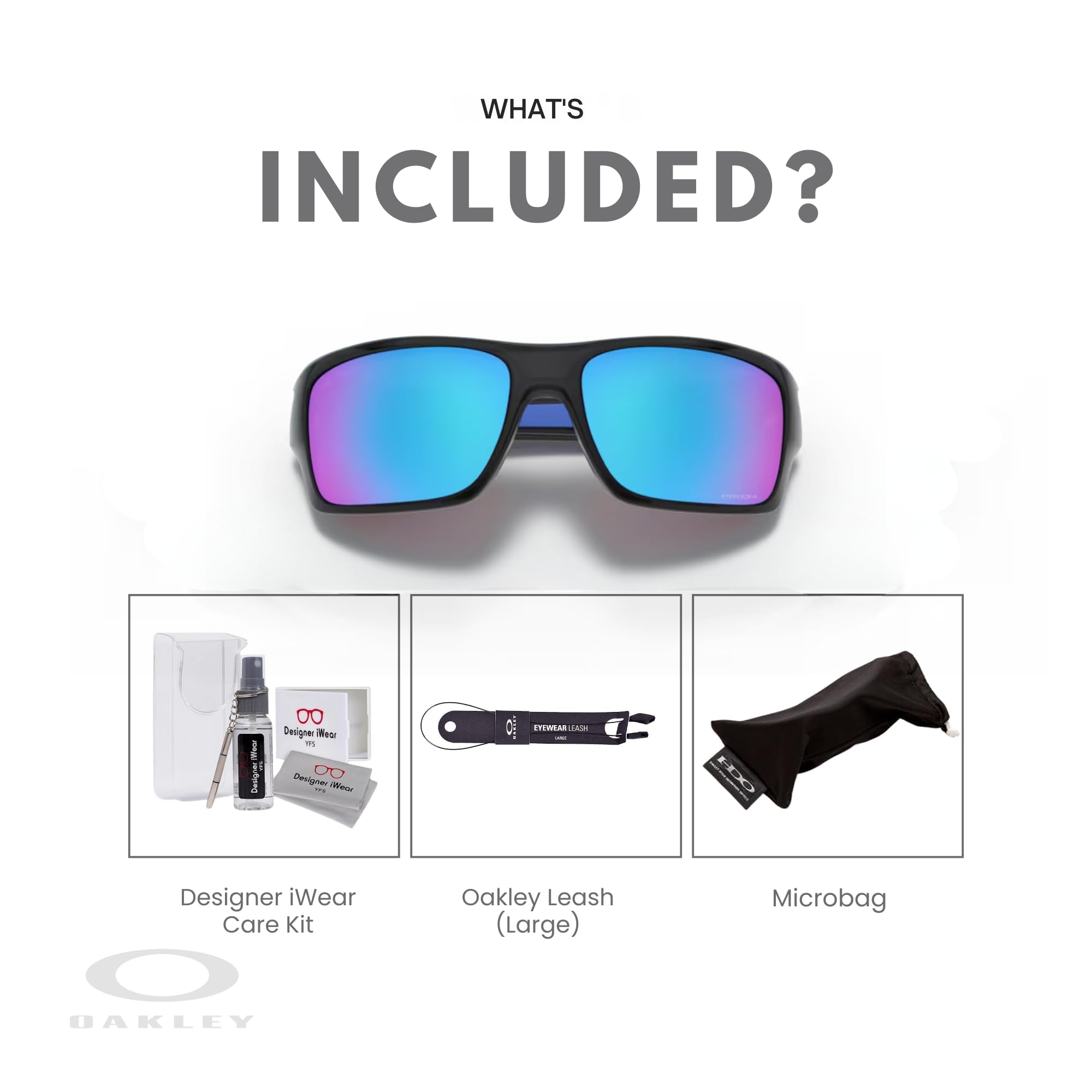 Oakley Turbine OO9263 Rectangular Sunglasses For Men+ BUNDLE Leash + BUNDLE with Designer iWear Eyewear Kit