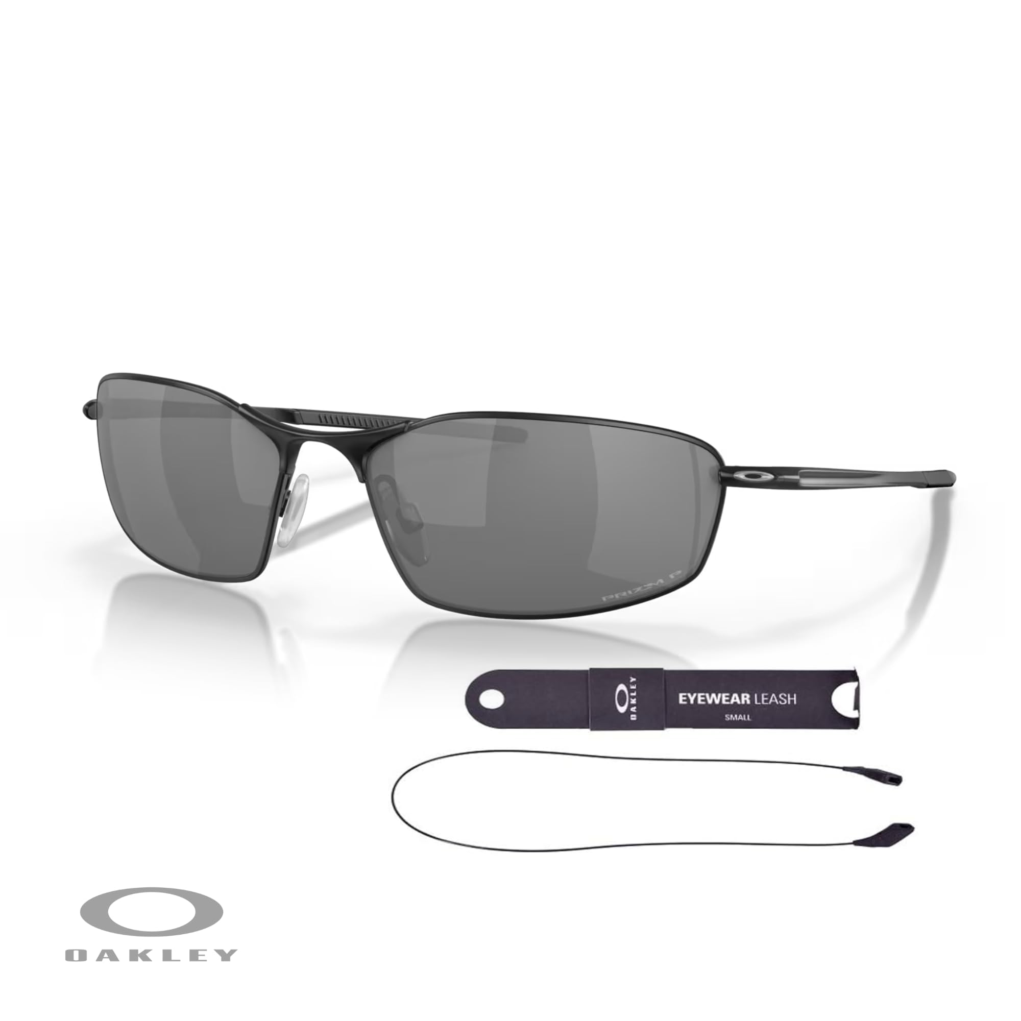 Oakley Whisker OO4141 Oval Sunglasses for Men + BUNDLE Accessory Leash + BUNDLE with Designer iWear Care Kit
