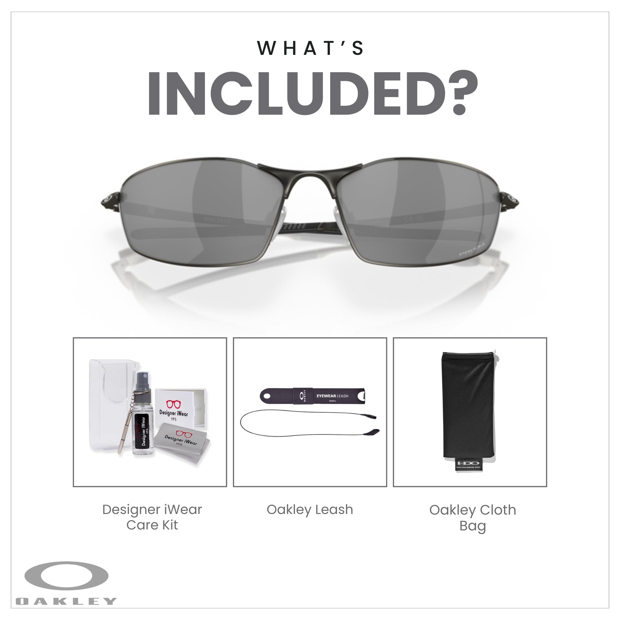 Oakley Whisker OO4141 Oval Sunglasses for Men + BUNDLE Accessory Leash + BUNDLE with Designer iWear Care Kit