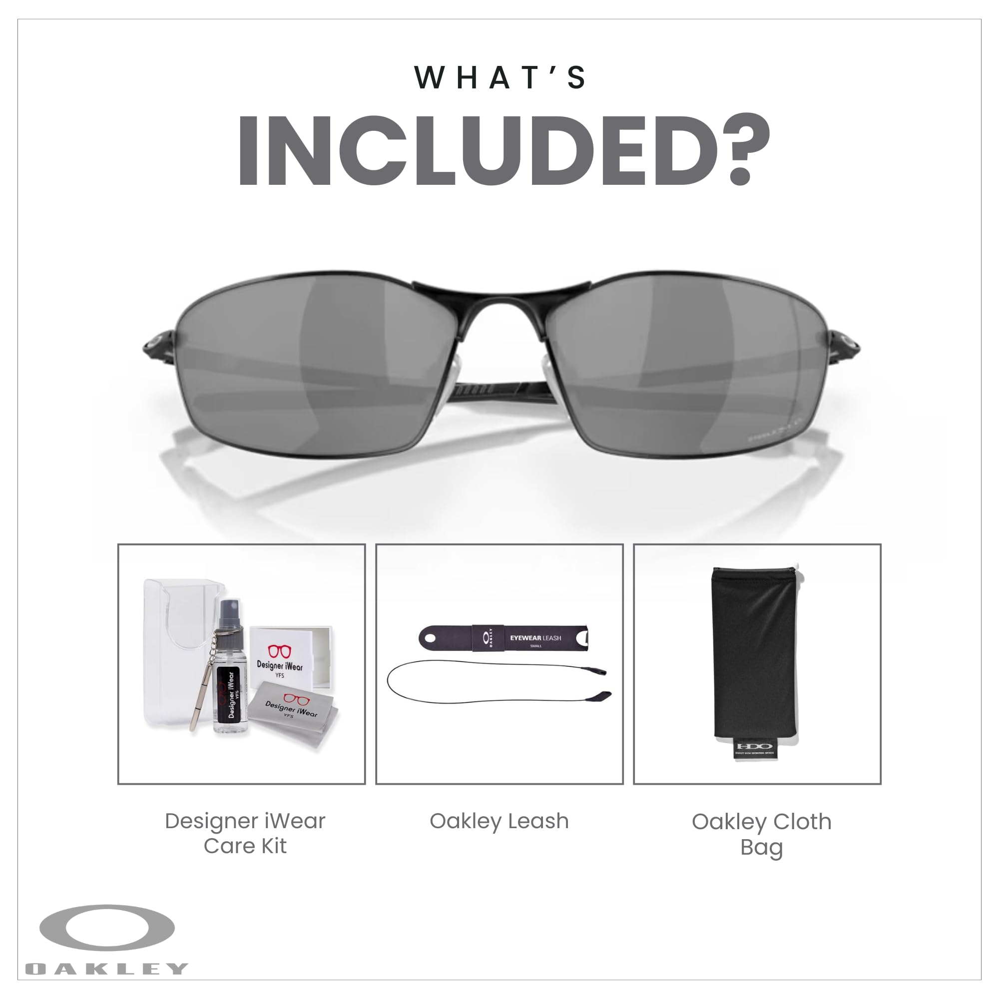 Oakley Whisker OO4141 Oval Sunglasses for Men + BUNDLE Accessory Leash + BUNDLE with Designer iWear Care Kit