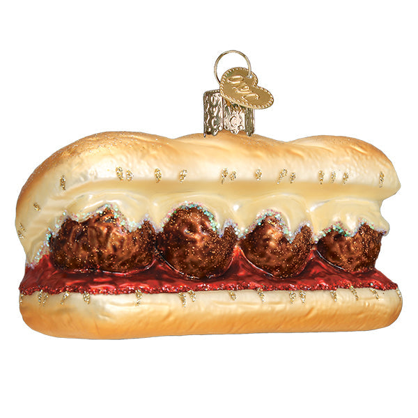 Meatball Sandwich  Glass Ornament