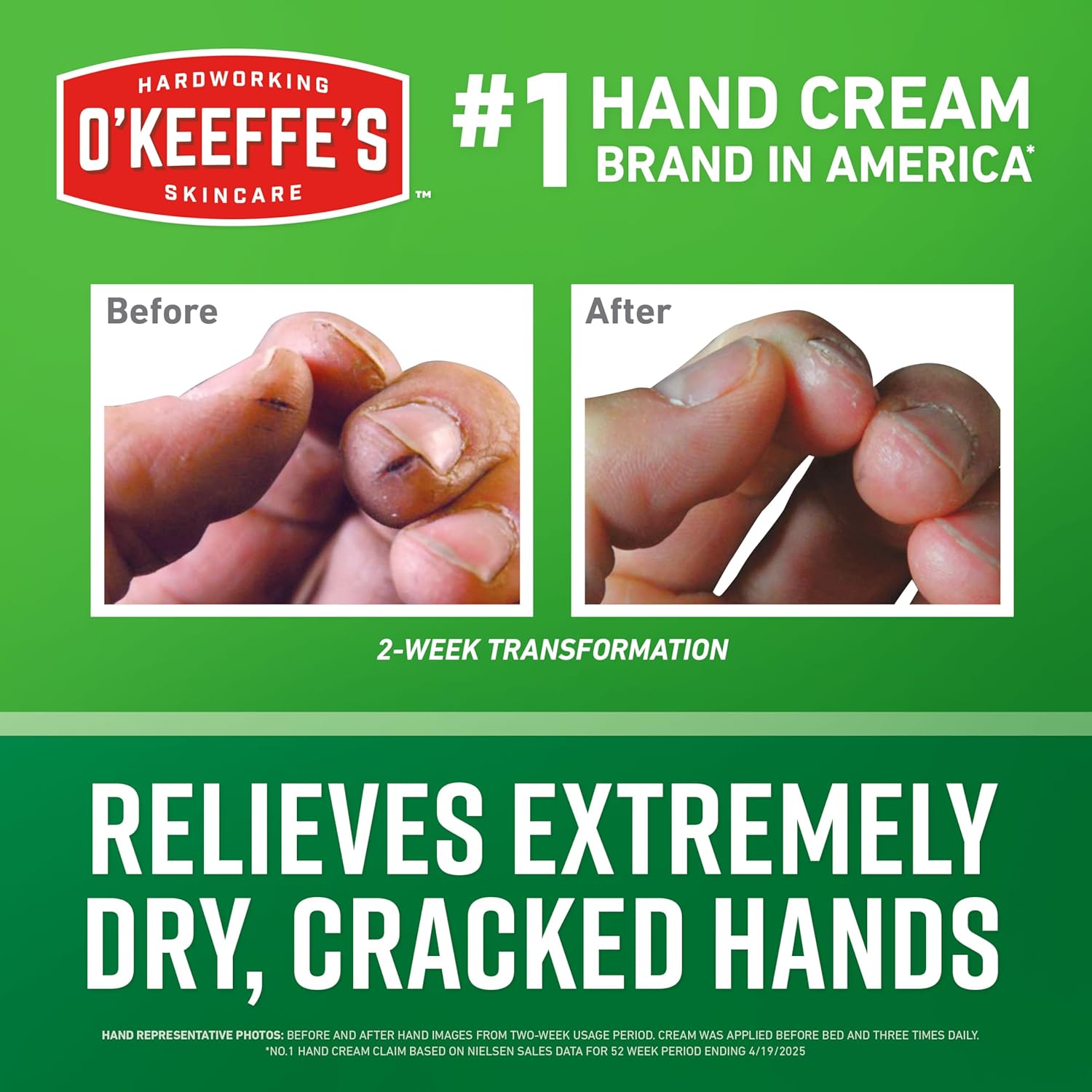 O'Keeffe's Working Hands Hand Cream for Extreme Dryness - 3.4 oz Jar (1 Pack) - Repairing Skincare for Cracked, Dry Hands