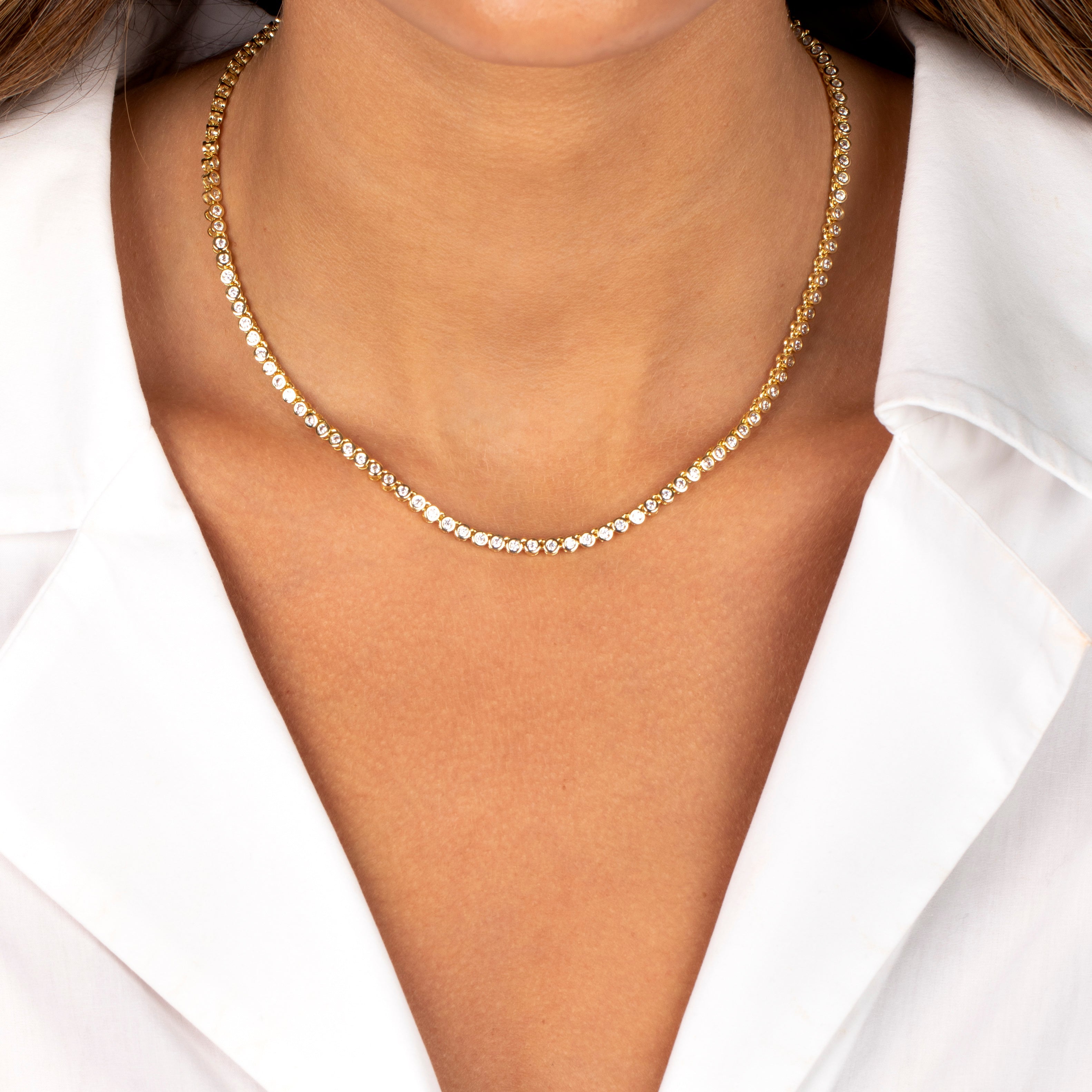  CZ Bezel Tennis Necklace - Adina's Jewels