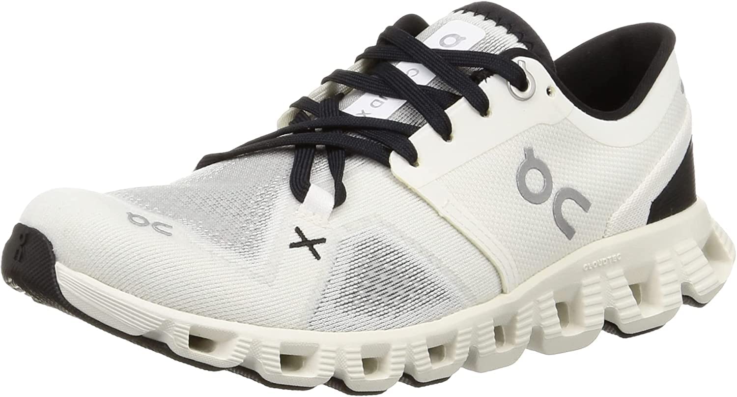 On Women's Cloud X 3 Sneakers, White/Black, 9 Medium US