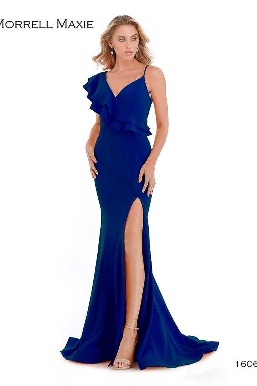 1-Shoulder Ruffle Gown W/ Slit