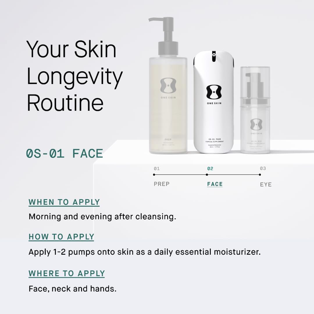 oneskin FACE OS-01 Peptide Topical Supplement & Skin Longevity Age Reversal Moisturizer