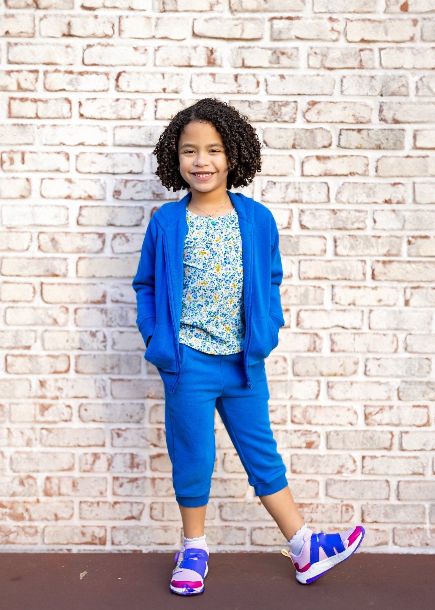 Organic Cotton Kids Zip Up Hoodie in Sonic Blue