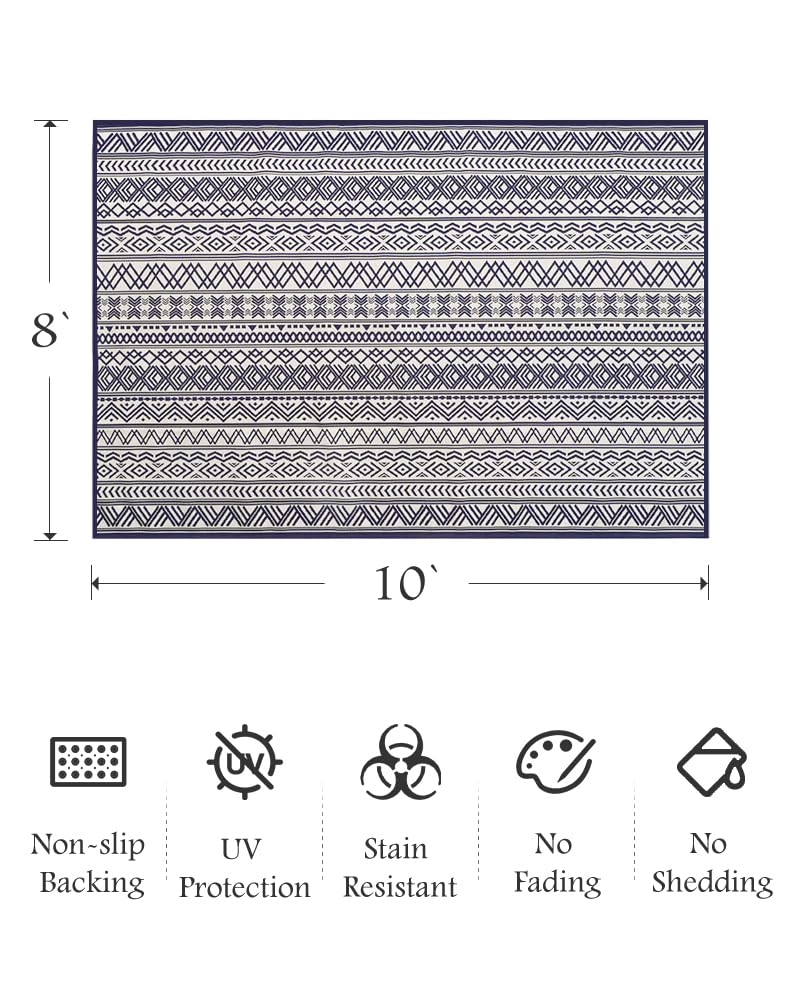 Outdoor Rug Carpet 5x8 ft, Flatweave Textured Outdoor Patio Rug Non Slip Indoor Outdoor Rugs with Rubber Particles Backing Boho Outdoor Area Rug for Patio Deck Front Porch Backyard Balcony