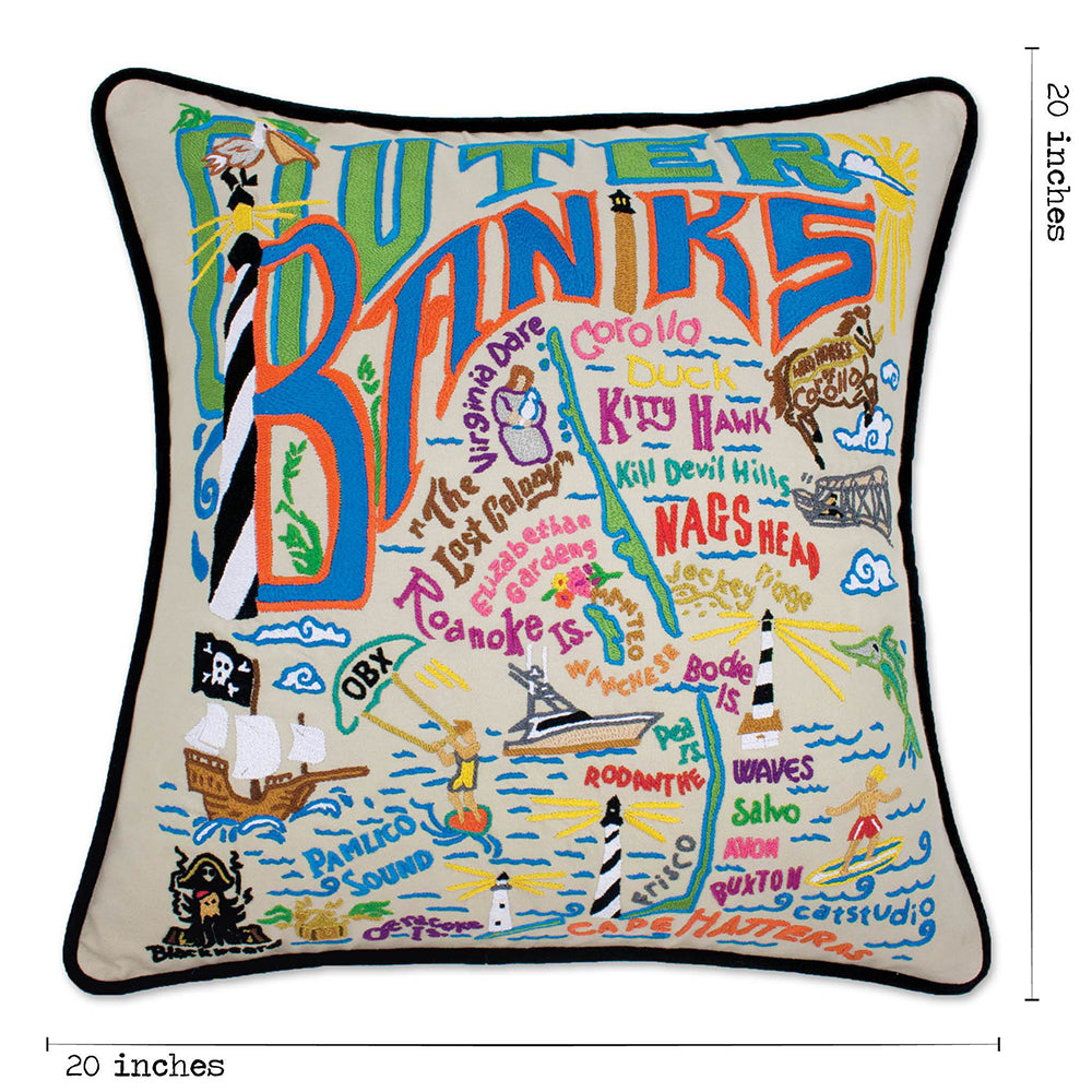 Outer Banks Hand-Embroidered Pillow