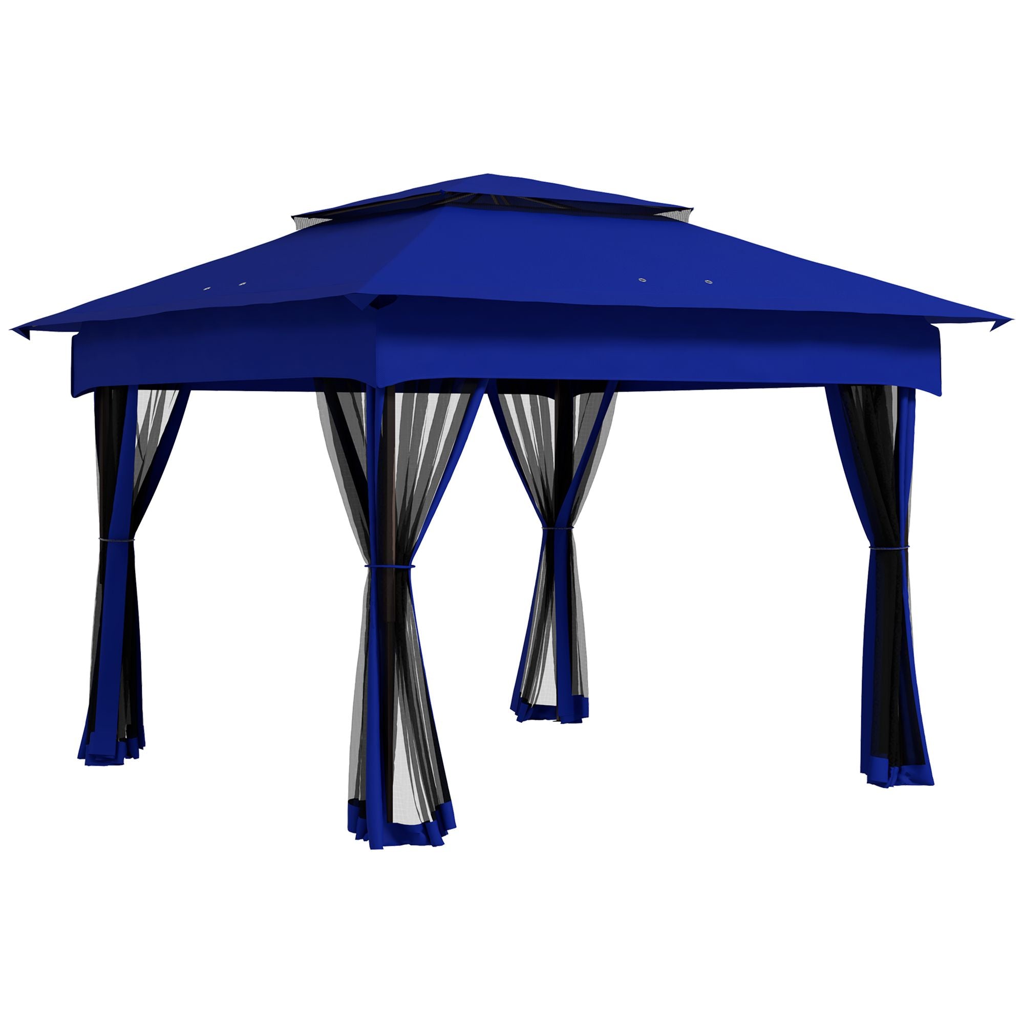Outsunny 11 x 11 Pop-Up Canopy Gazebo Outdoor Patio Event Tent with Zipper Netting,Carry Bag, UV Protection for Backyard & Garden, Blue