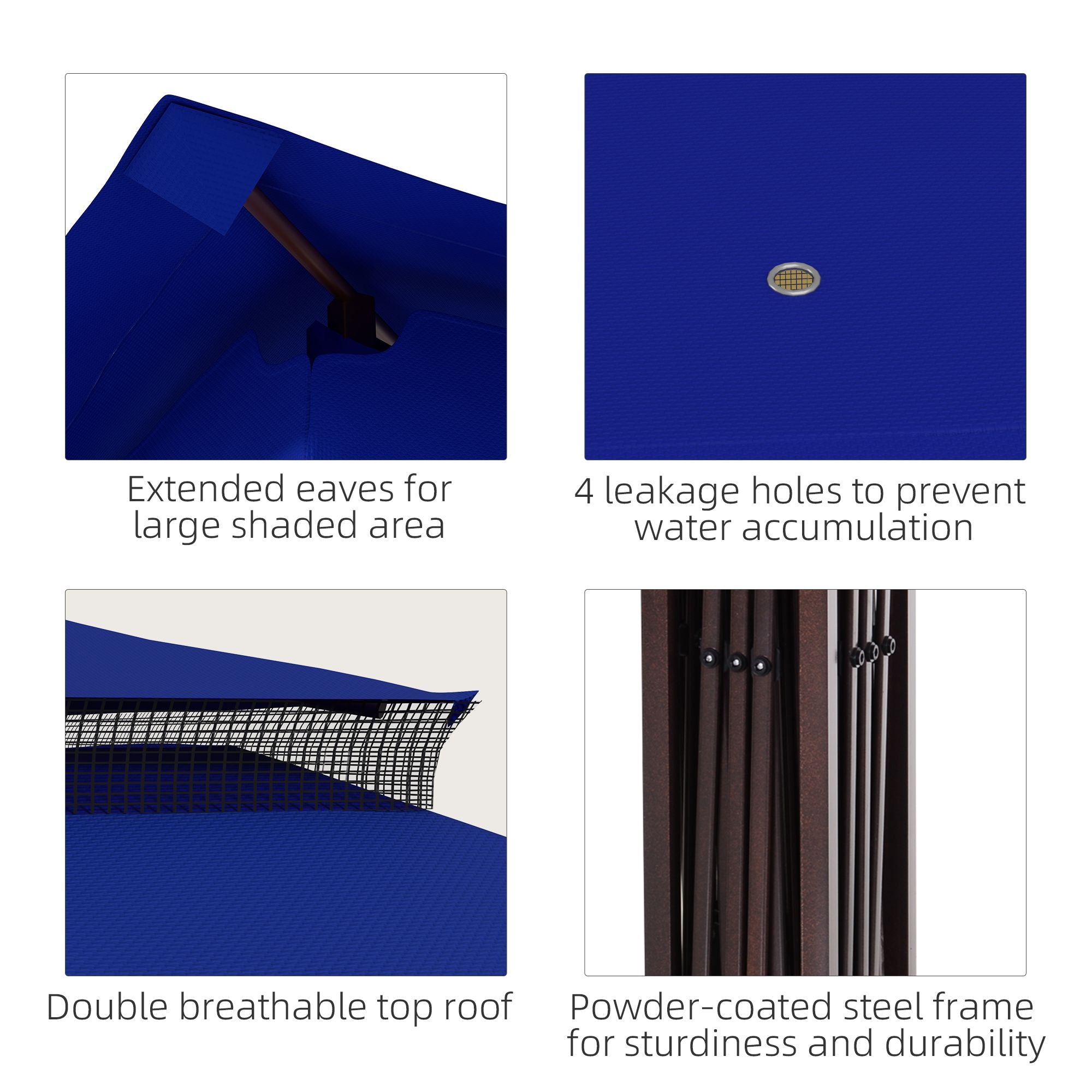 Outsunny 11 x 11 Pop-Up Canopy Gazebo Outdoor Patio Event Tent with Zipper Netting,Carry Bag, UV Protection for Backyard & Garden, Blue