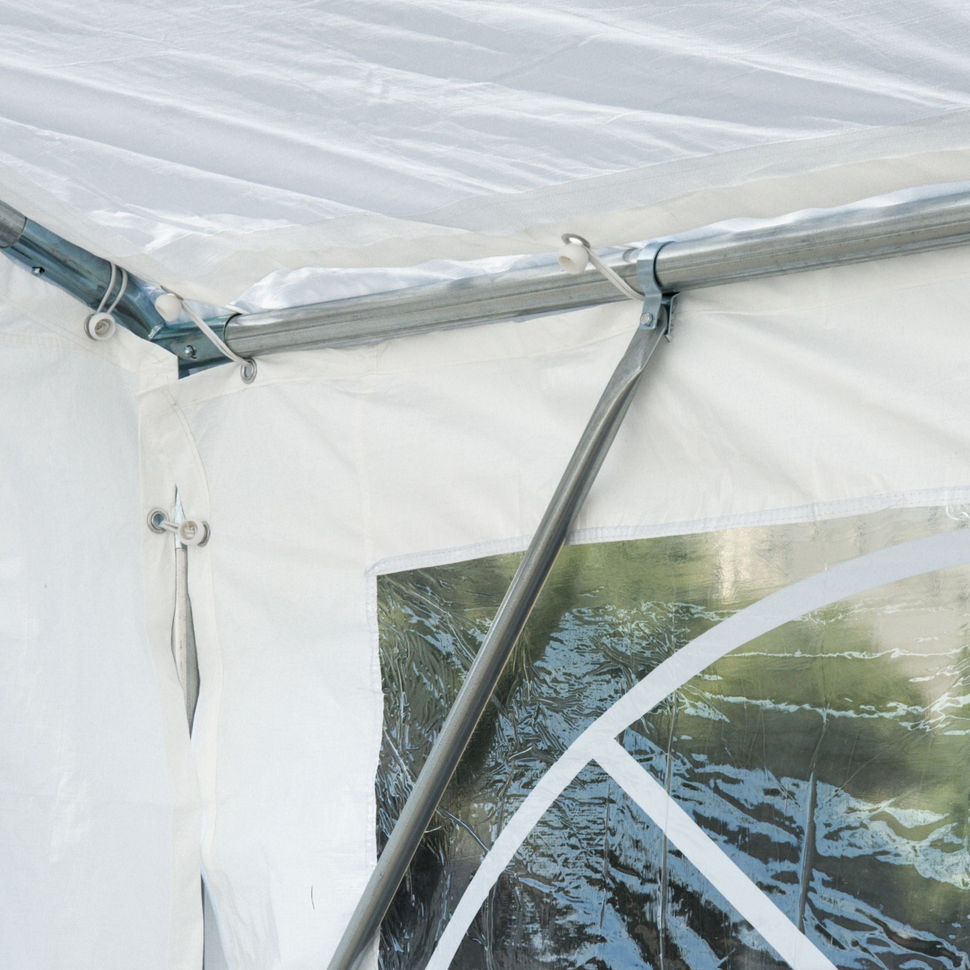 Outsunny 13' x 26' Heavy-Duty Outdoor Carport Party Event Tent, Patio Gazebo Canopy Pavilion with 4 Sidewalls & 8 Windows, White