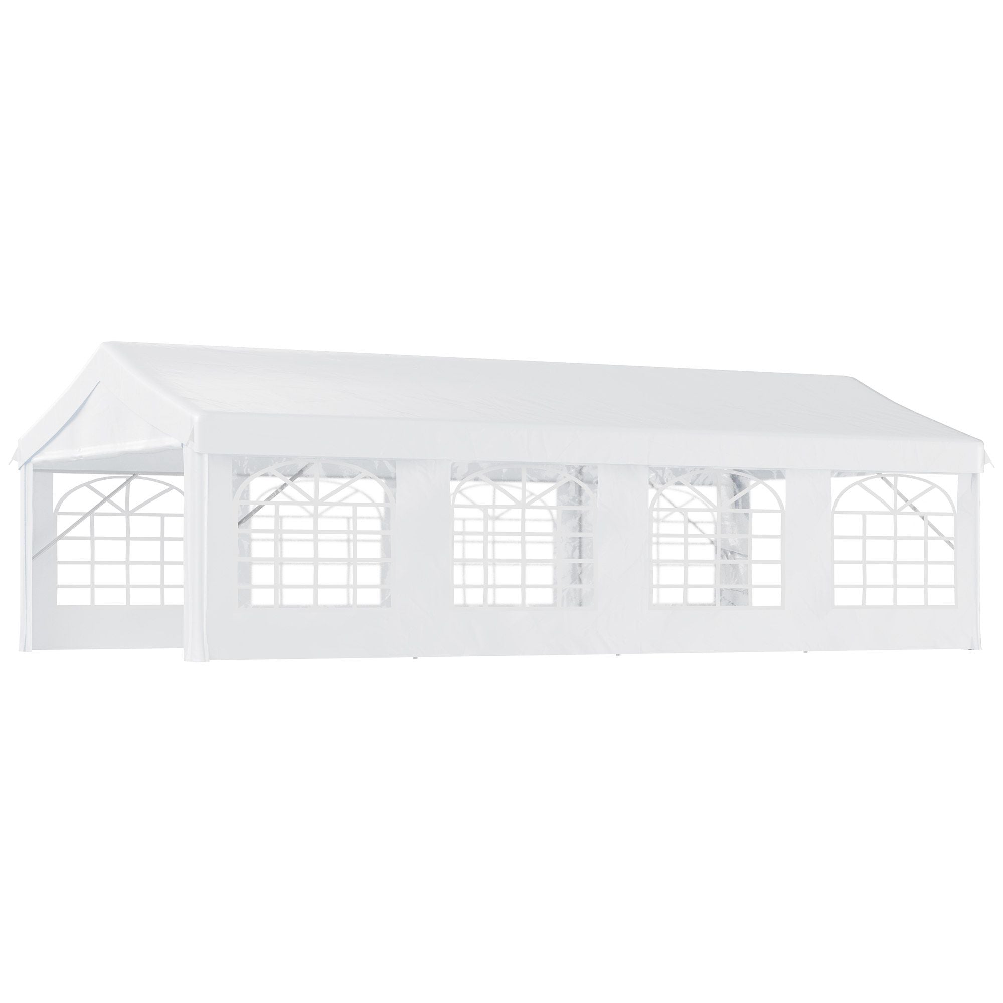 Outsunny 13' x 26' Heavy-Duty Outdoor Carport Party Event Tent, Patio Gazebo Canopy Pavilion with 4 Sidewalls & 8 Windows, White