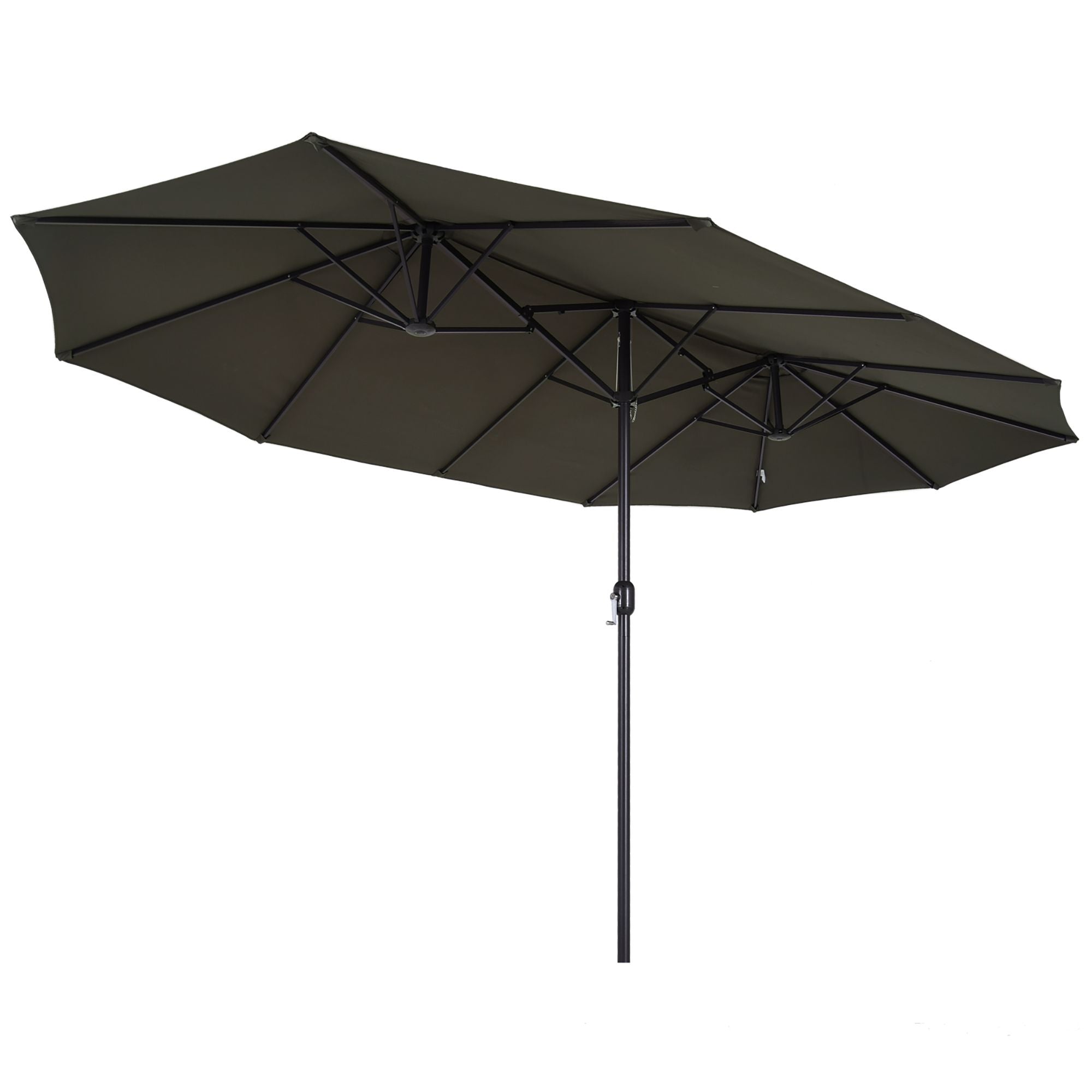 Outsunny 15ft Double-Sided Patio Umbrella Outdoor Market Extra Large Gray with Crank for Deck Lawn Backyard Pool
