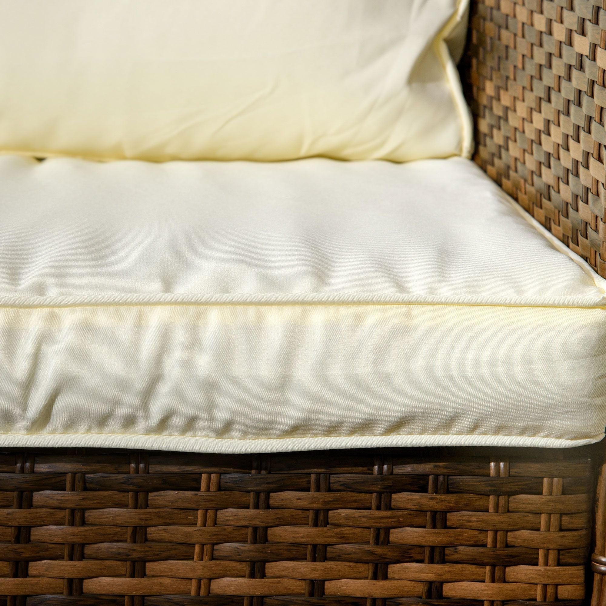 Outsunny 4pc Rattan Patio Set Outdoor Conversation with Swivel Rocking Chairs Cream