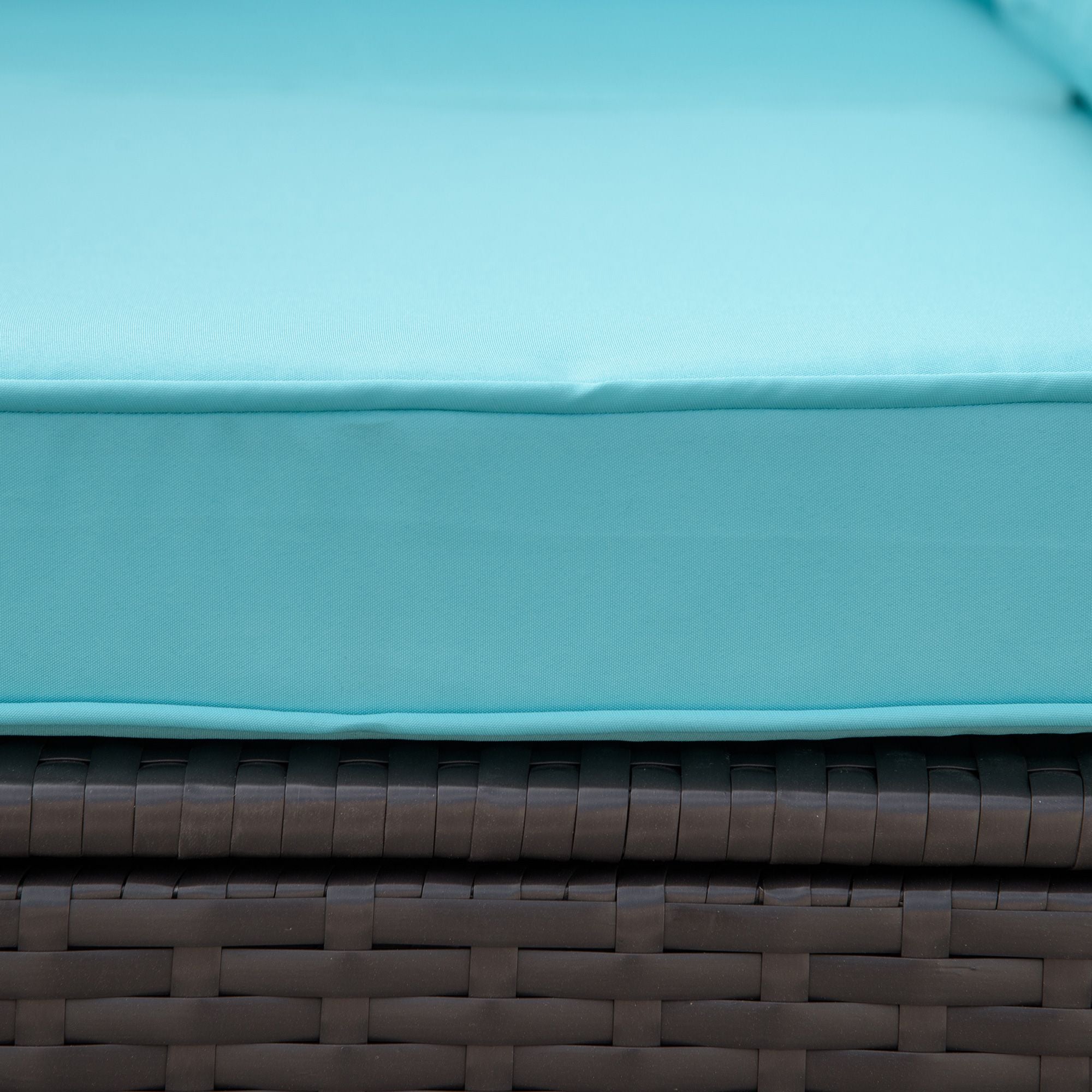 Outsunny 7-Piece Wicker Patio Conversation Set with Cushions & Glass Table, Turquoise