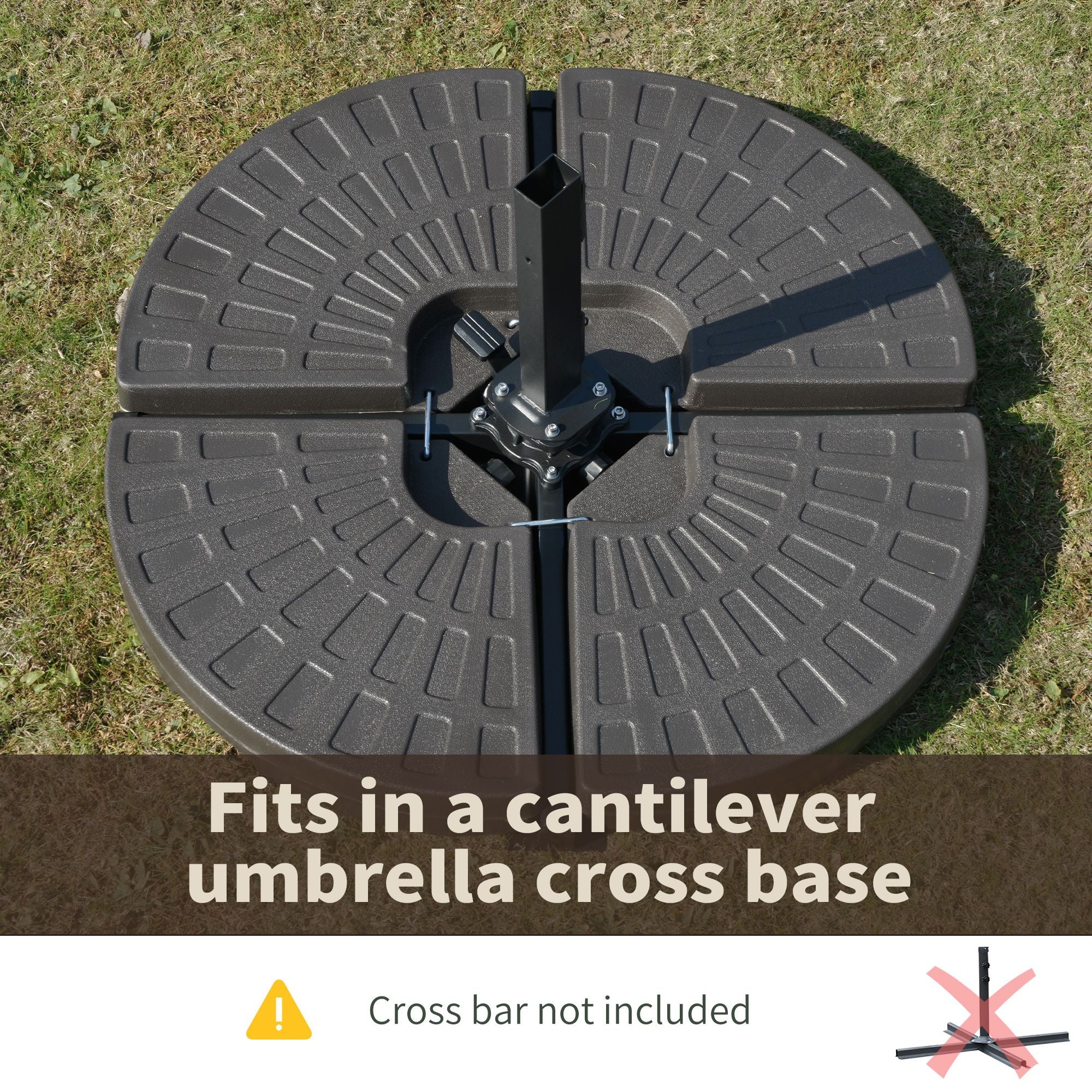 Outsunny Cantilever Patio Umbrella Base Fan Shaped Weights with Handles Durable Material Coffee