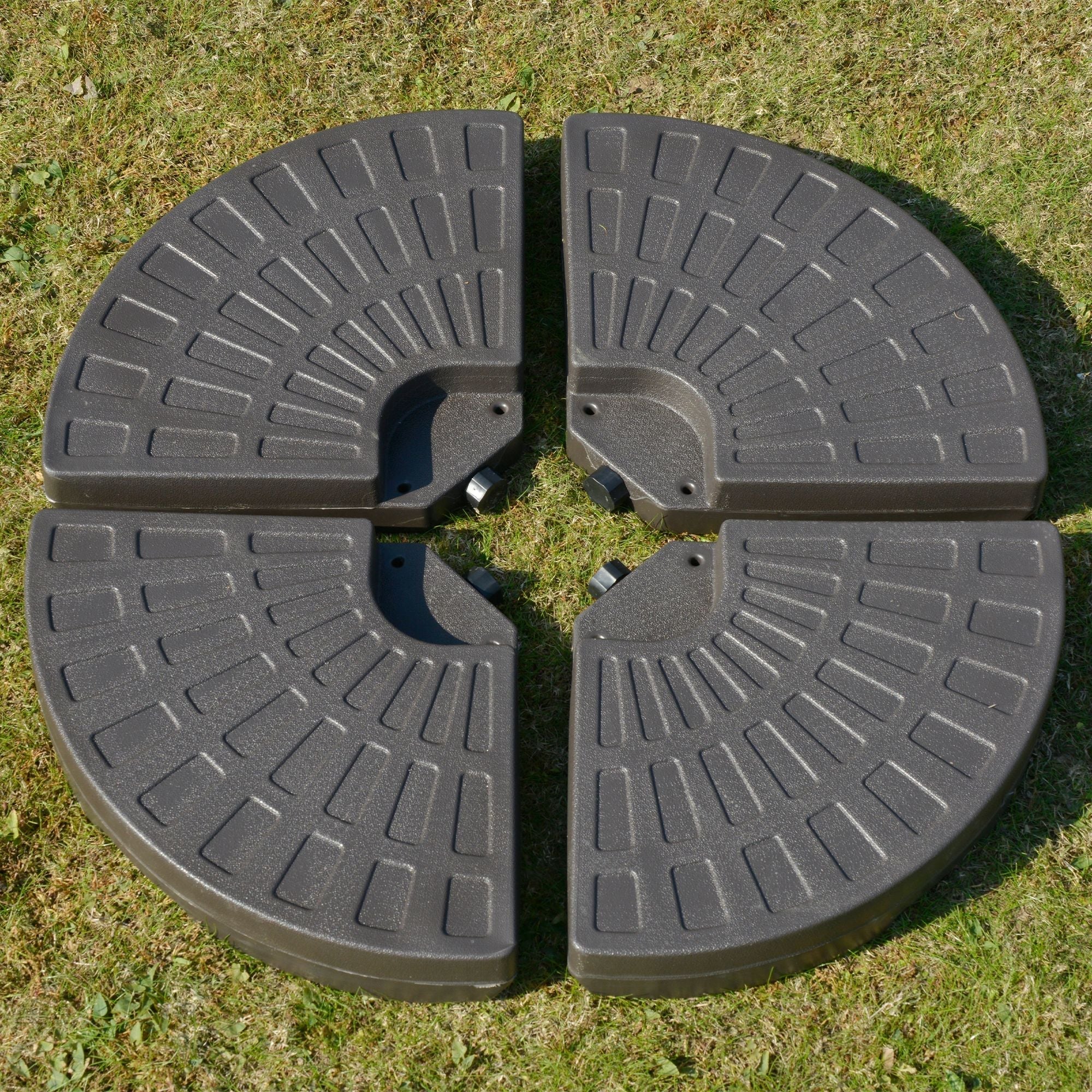 Outsunny Cantilever Patio Umbrella Base Fan Shaped Weights with Handles Durable Material Coffee