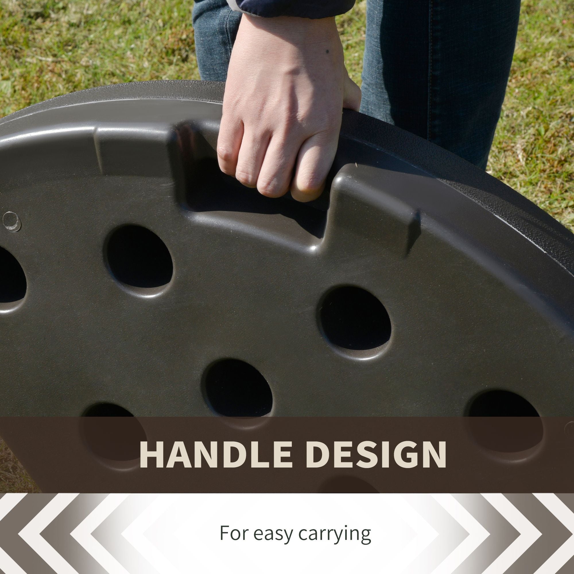 Outsunny Cantilever Patio Umbrella Base Fan Shaped Weights with Handles Durable Material Coffee