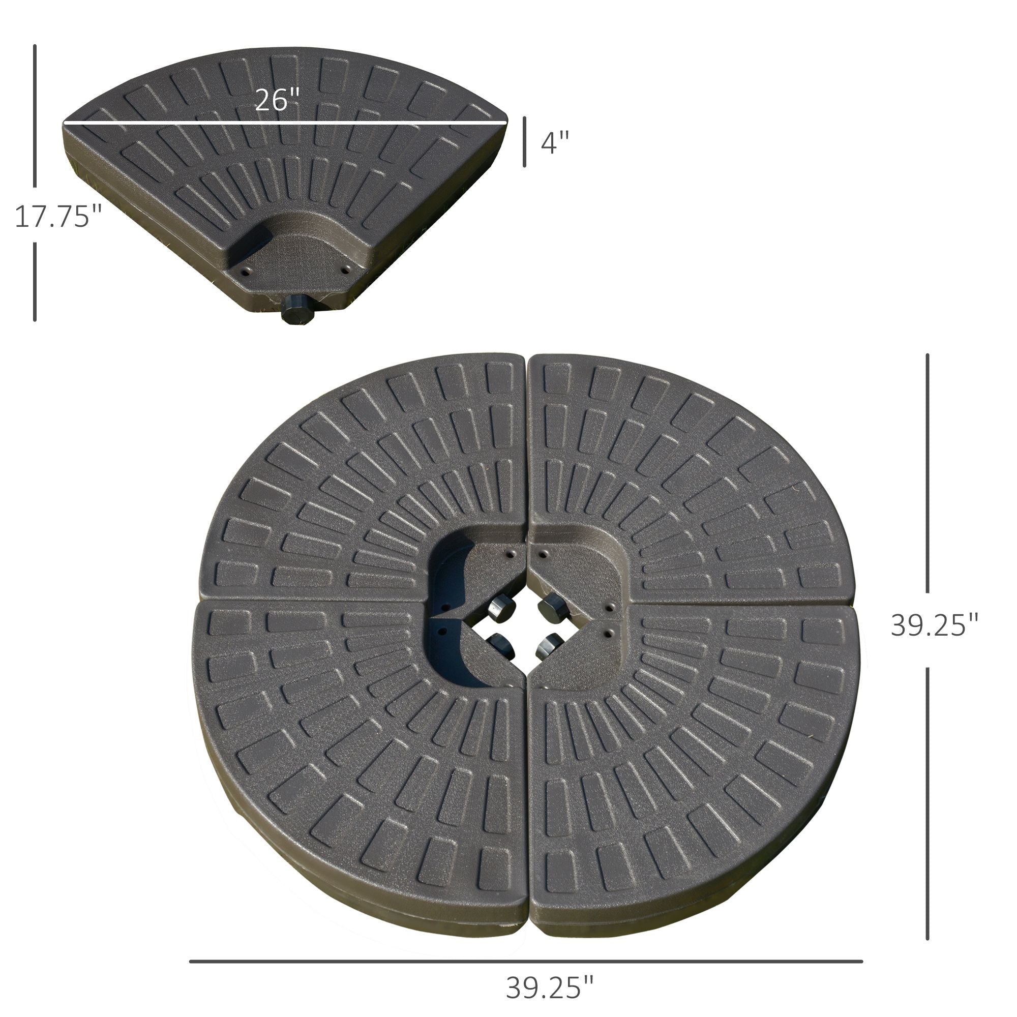 Outsunny Cantilever Patio Umbrella Base Fan Shaped Weights with Handles Durable Material Coffee