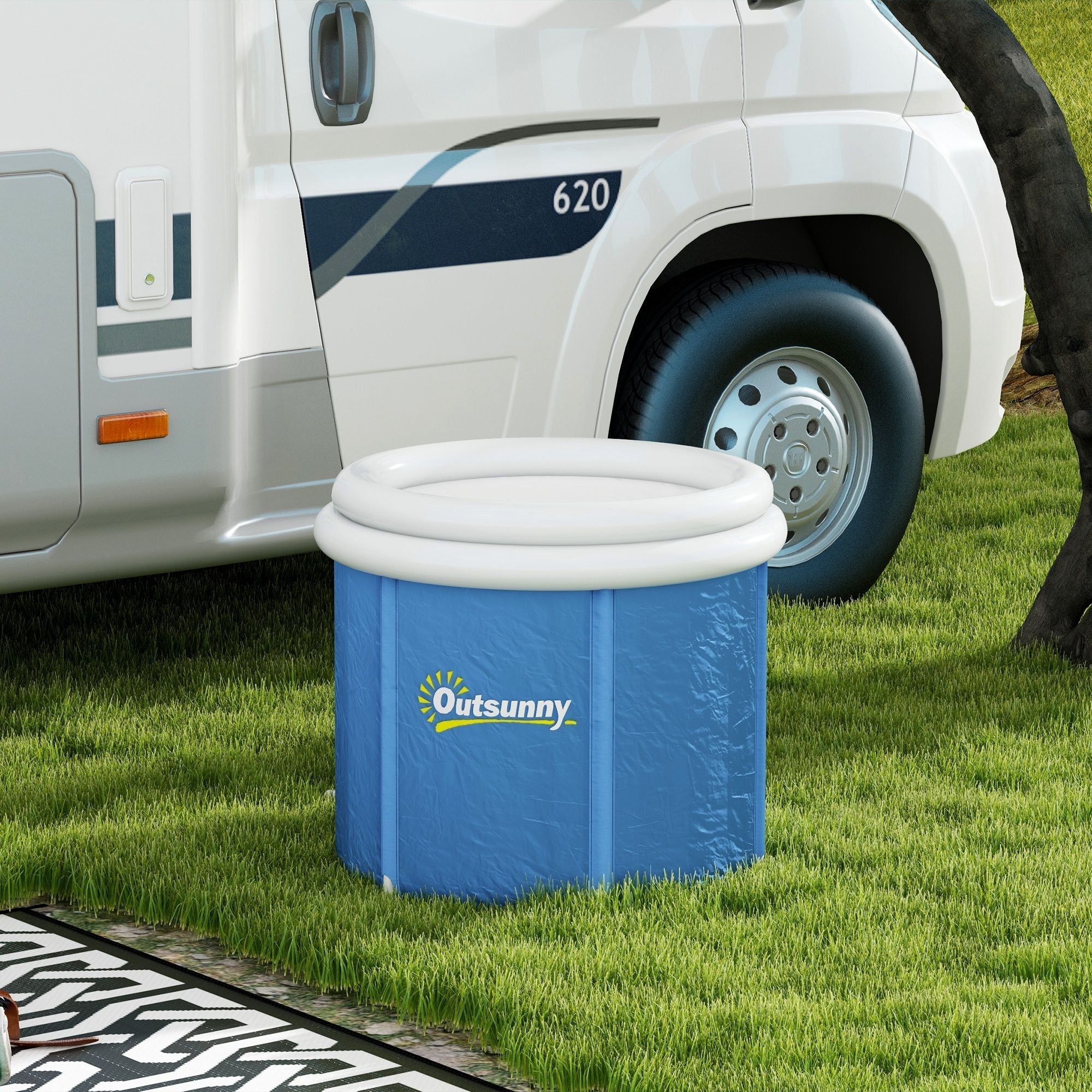 Outsunny Cold Plunge Tub, Portable Ice Bath Cold Water Therapy Tub with Thermo Lid, for Athletes Recovery, Dark Blue