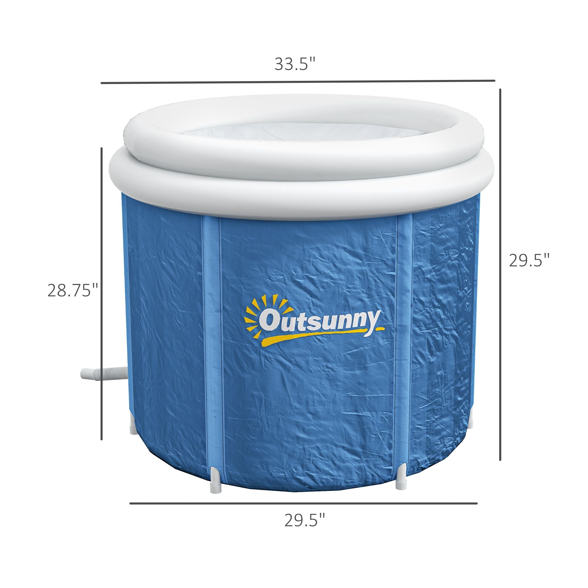 Outsunny Cold Plunge Tub, Portable Ice Bath Cold Water Therapy Tub with Thermo Lid, for Athletes Recovery, Dark Blue