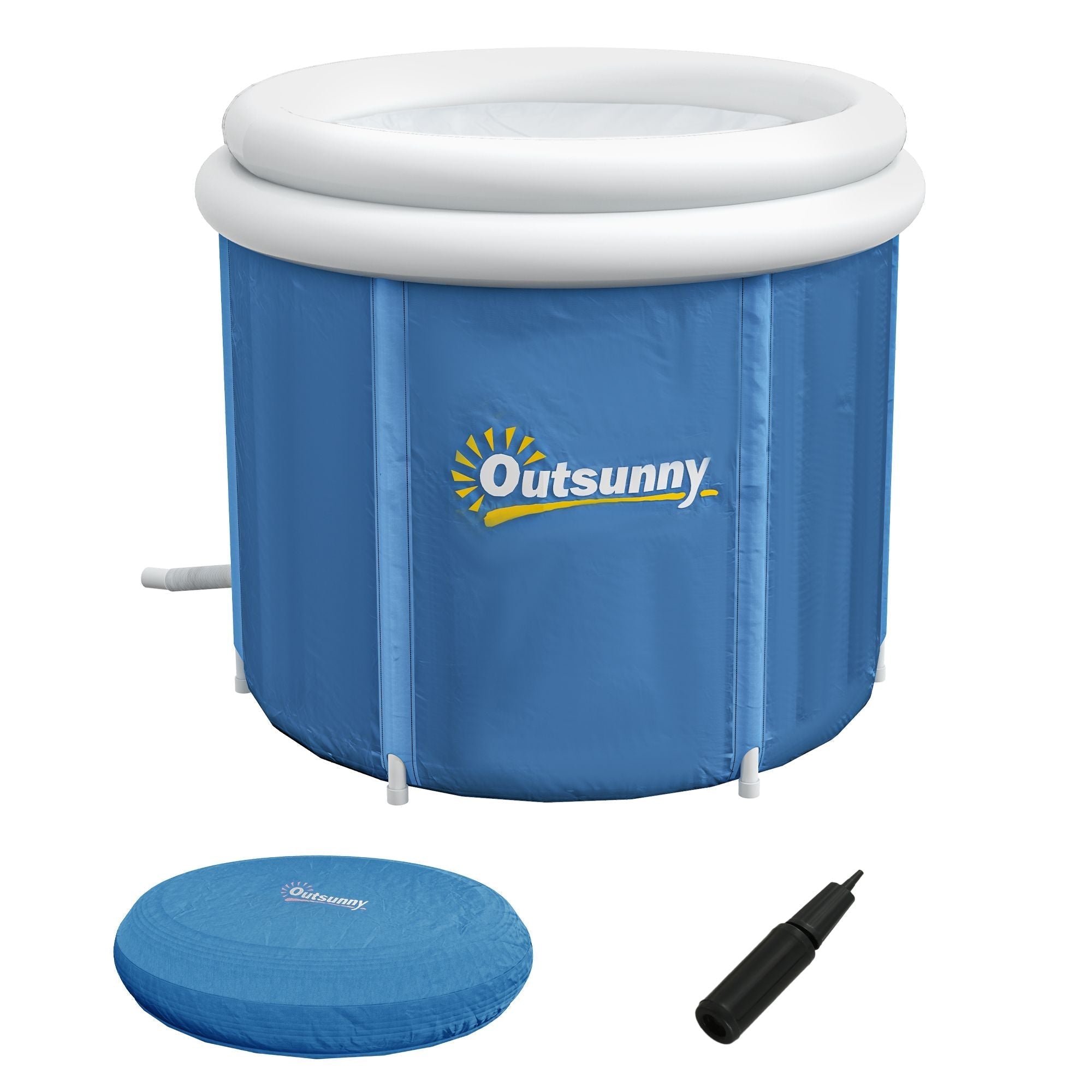 Outsunny Cold Plunge Tub, Portable Ice Bath Cold Water Therapy Tub with Thermo Lid, for Athletes Recovery, Dark Blue