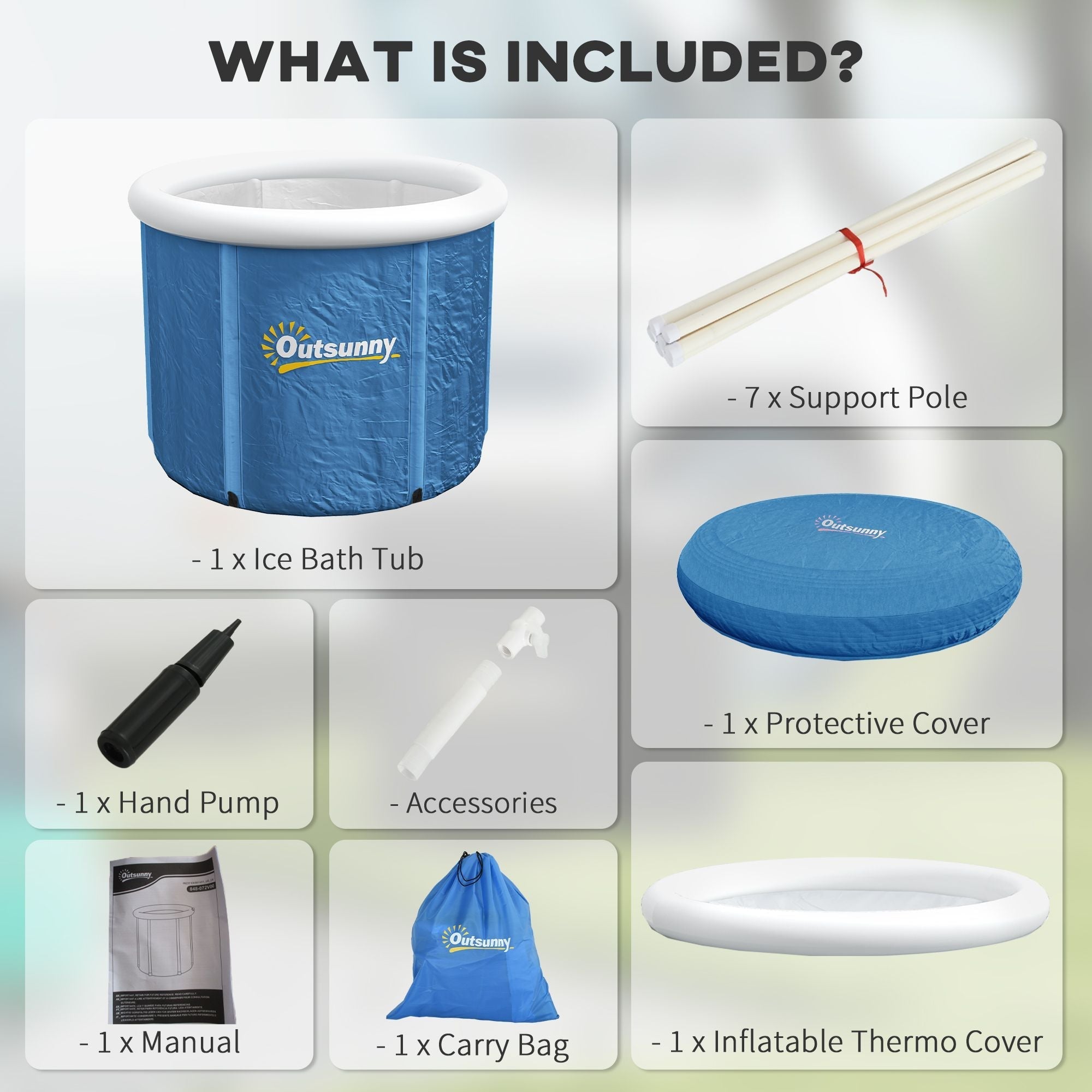 Outsunny Cold Plunge Tub, Portable Ice Bath Cold Water Therapy Tub with Thermo Lid, for Athletes Recovery, Dark Blue