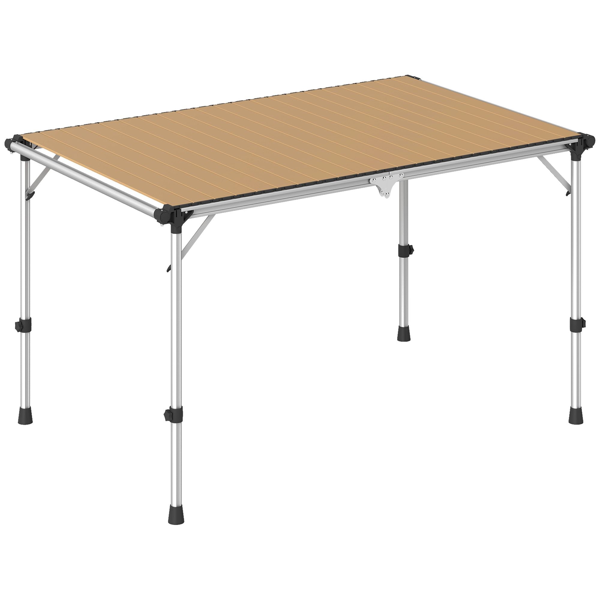 Outsunny Folding Camping Table, Adjustable Height Aluminum Table, Portable Camping Table for Picnic, Beach, BBQ