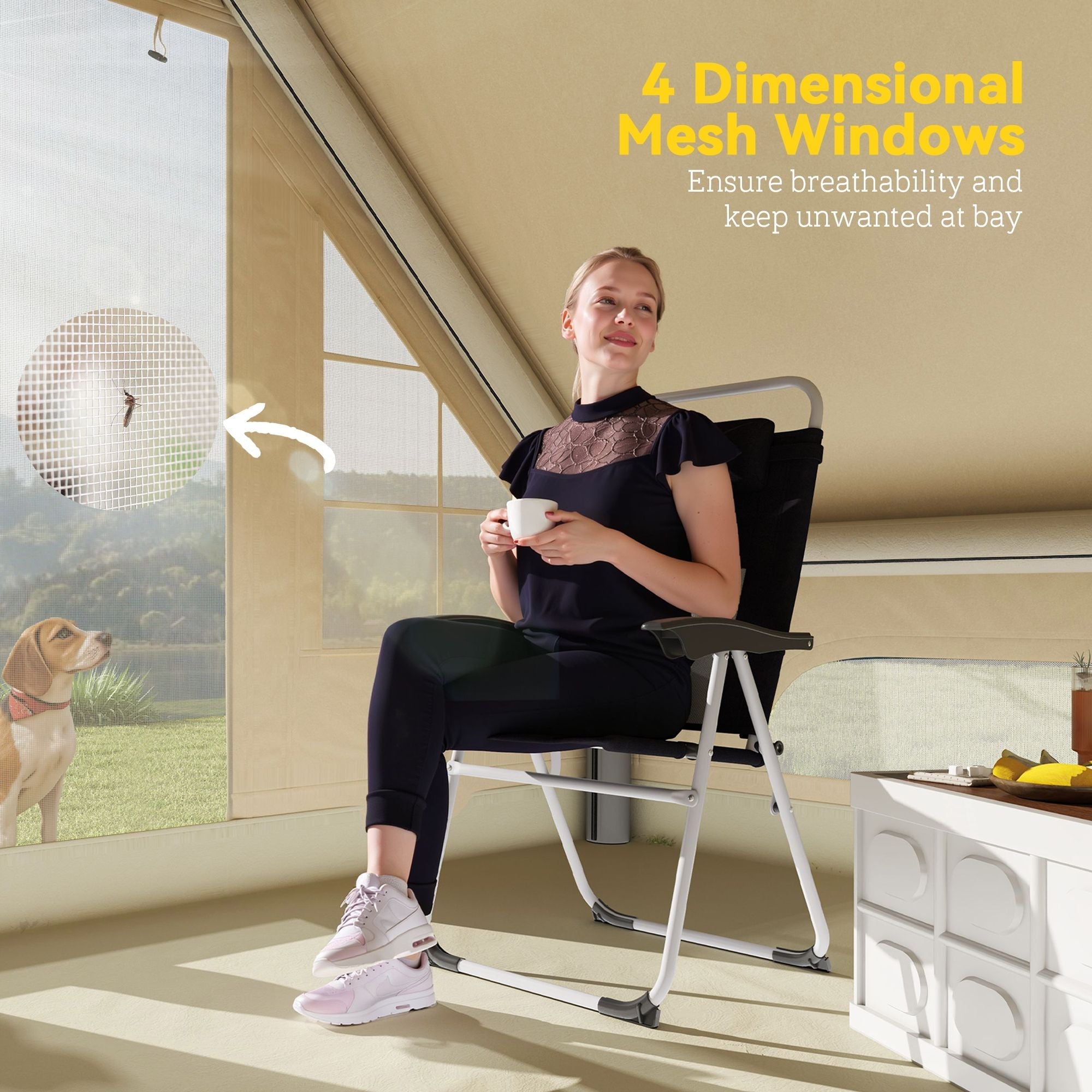 Outsunny Inflatable Camping Tent with Hand Pump, 4 Season Blow Up Tent, Waterproof and Windproof with Mesh Windows and Doors