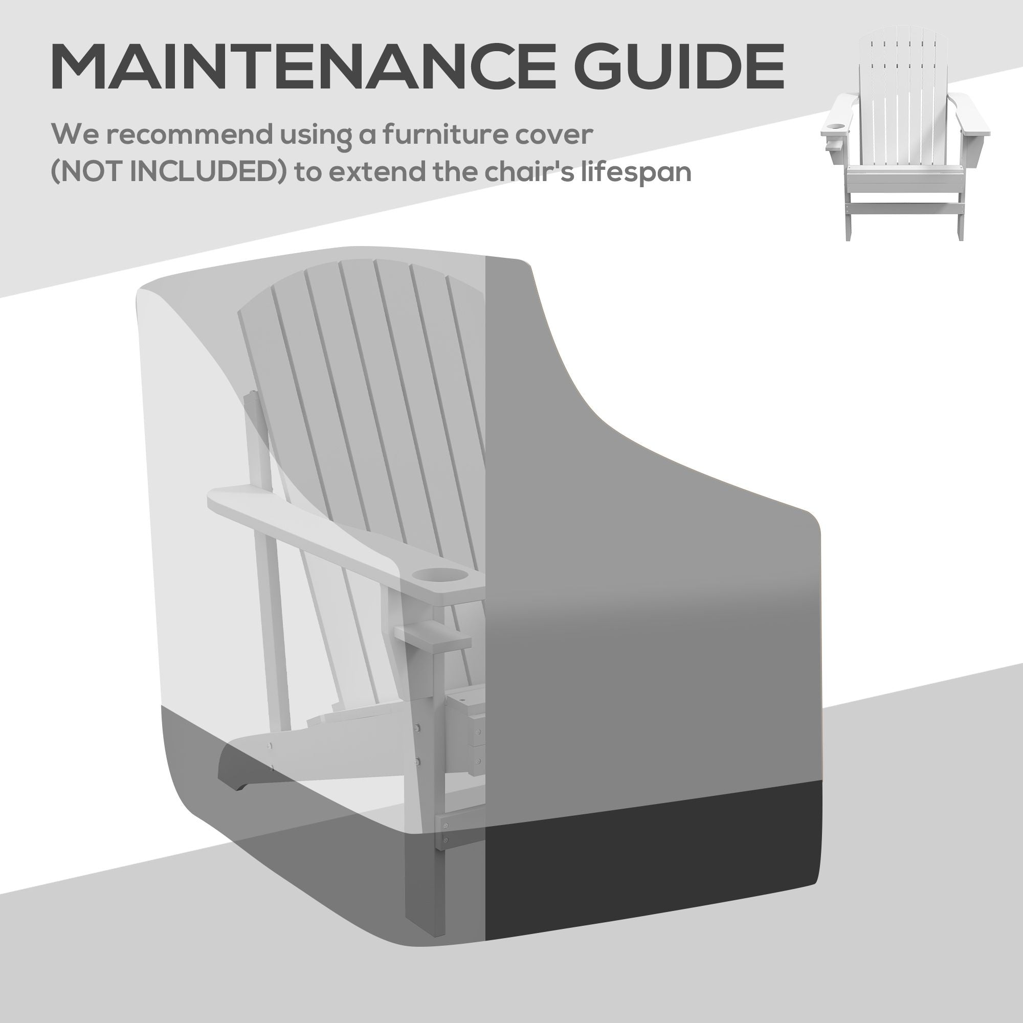 Outsunny Modern Adirondack Chair with Cupholder for Patio, Garden & Lawn, White