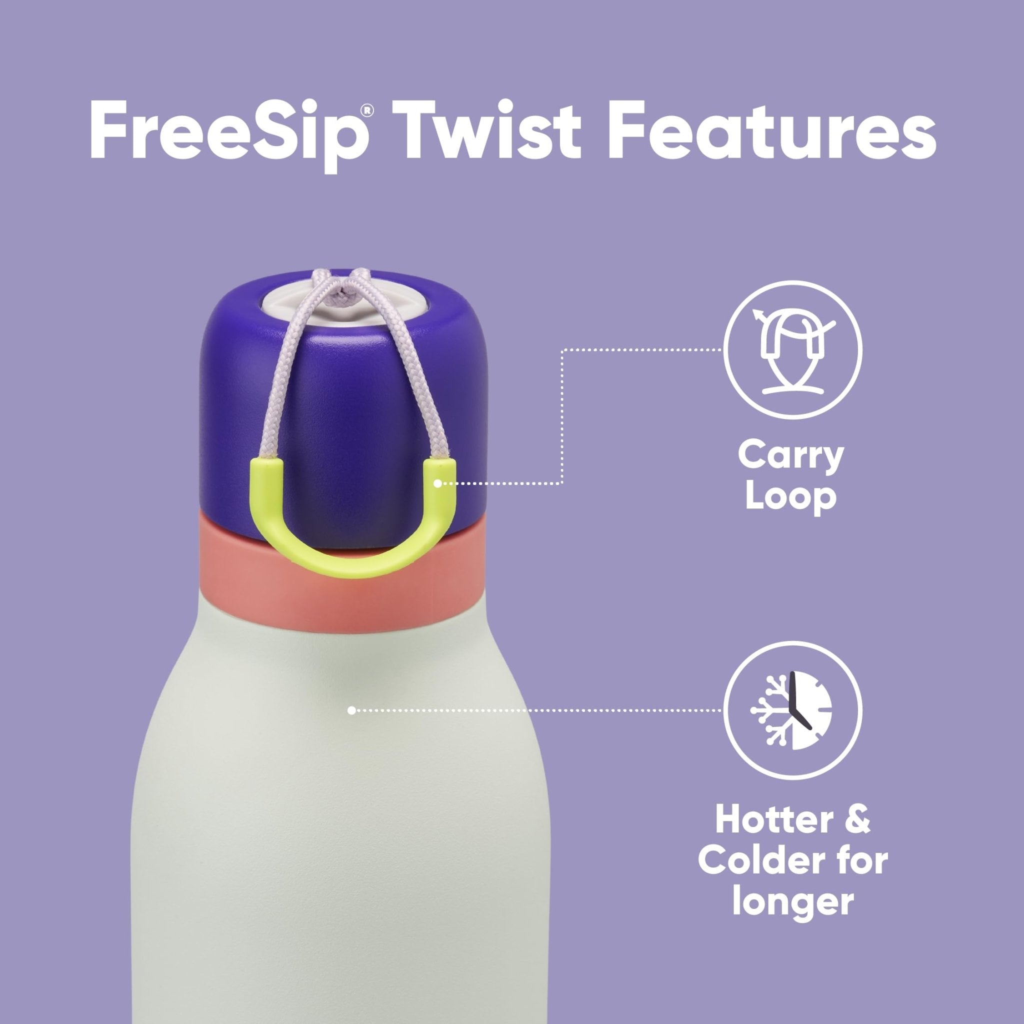 Owala FreeSip Twist Insulated Stainless Steel Water Bottle with Straw for Sports and Travel, BPA-Free, 24-oz, Purple/Purple (California Grapevine)