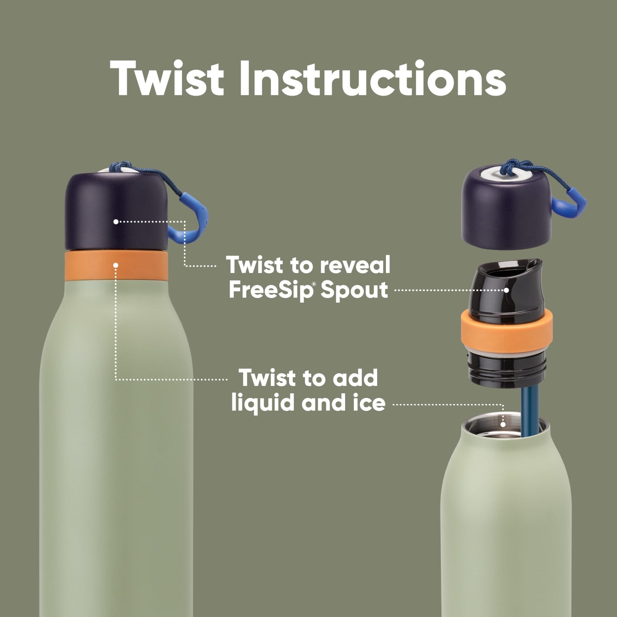 Owala FreeSip Twist Insulated Stainless Steel Water Bottle with Straw for Sports and Travel, BPA-Free, 24-oz, Purple/Purple (California Grapevine)