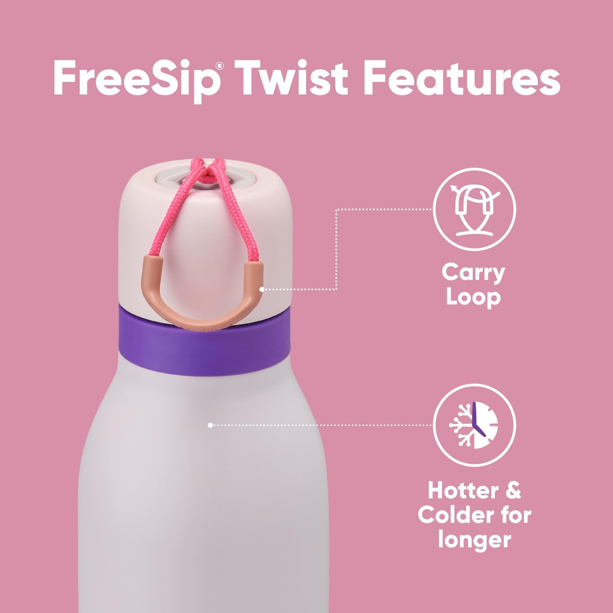 Owala FreeSip Twist Insulated Stainless Steel Water Bottle with Straw for Sports and Travel, BPA-Free, 24-oz, Purple/Purple (California Grapevine)