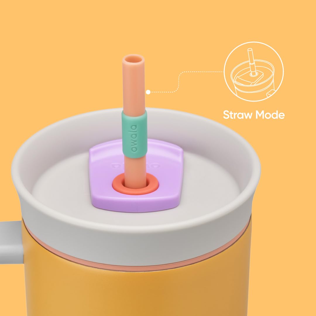 Owala Stainless Steel Triple Layer Insulated Travel Tumbler with Spill Resistant Lid, Straw, and Carry Handle, BPA Free, 40 oz, Dark Blue (Saltwater Starfish)