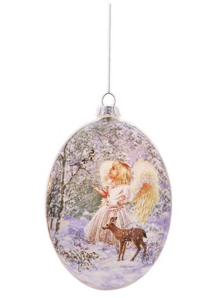 Oval Glass Ornament - Blond Angel Girl
