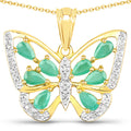 1.90 Carat Genuine Emerald and White Diamond .925 Sterling Silver Pendant
