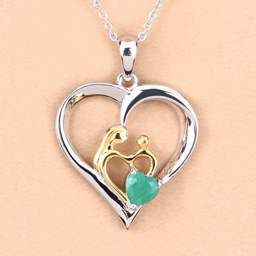 0.45 Carat Genuine Emerald .925 Sterling Silver Pendant