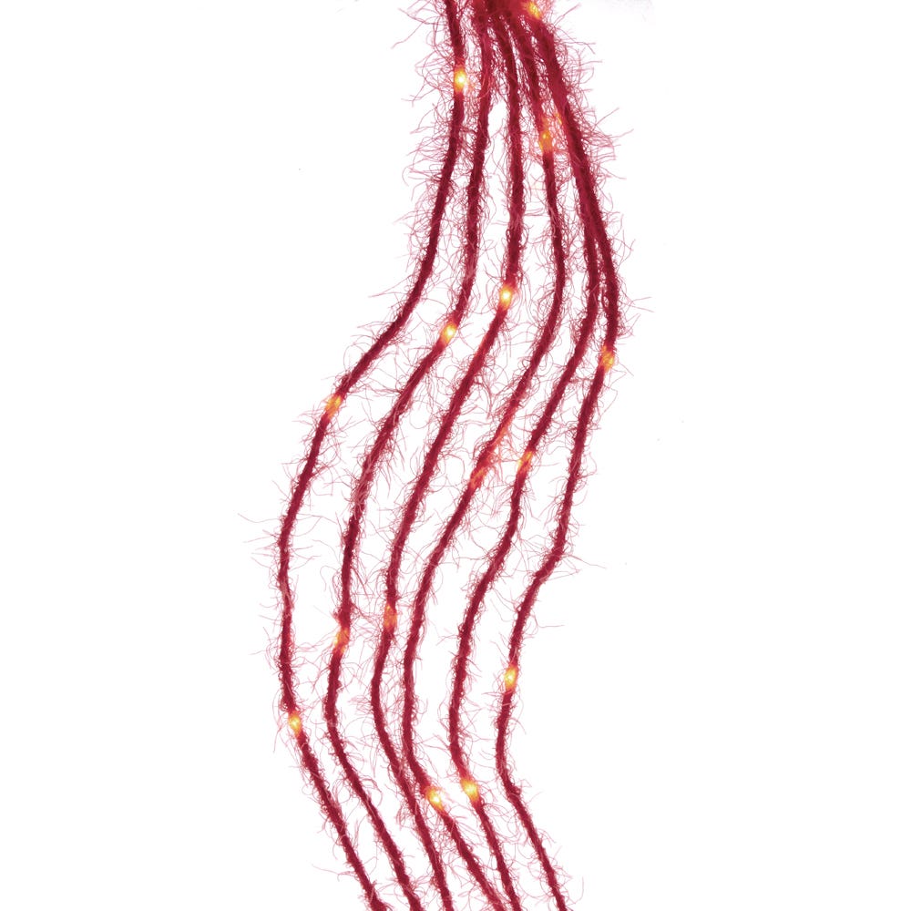 120-Light Red Fuzzy Multi-Strand With Red LED Lights