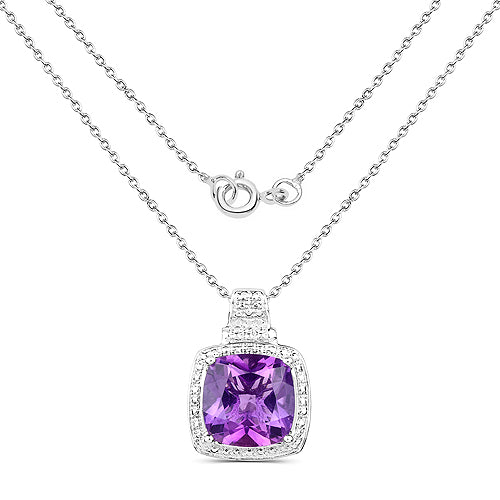 5.85 Carat Genuine Amethyst .925 Sterling Silver Pendant