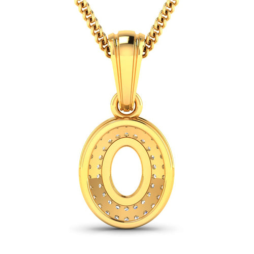 0.17 Carat Genuine White Diamond 14K Yellow Gold Semi Mount Pendant - holds 7x5mm Oval Gemstone