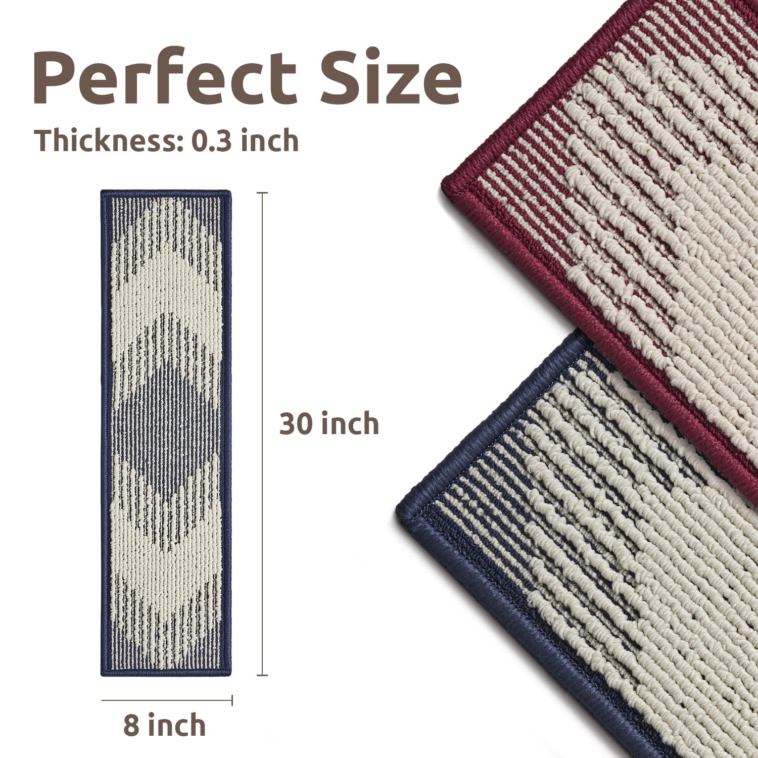 PADOOR 15PC Stair-Treads Non Slip, 3D Peel and Stick Stair Treads for Wooden Steps Indoor, Stair-Carpet Treads Washable Reusable Adhesive Stair-Runner Rugs for Kids and Dogs 8"x30" Brown