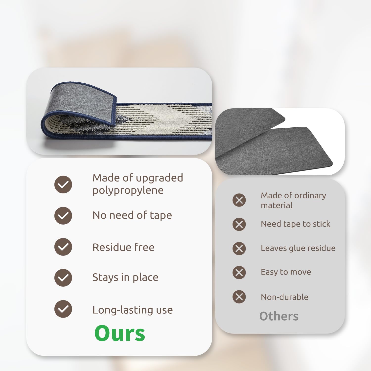 PADOOR 15PC Stair-Treads Non Slip, 3D Peel and Stick Stair Treads for Wooden Steps Indoor, Stair-Carpet Treads Washable Reusable Adhesive Stair-Runner Rugs for Kids and Dogs 8"x30" Brown