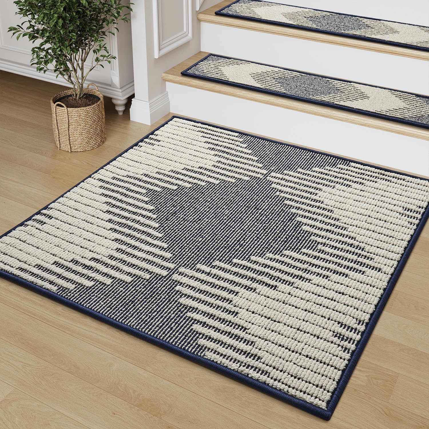 PADOOR 15PC Stair-Treads Non Slip, 3D Peel and Stick Stair Treads for Wooden Steps Indoor, Stair-Carpet Treads Washable Reusable Adhesive Stair-Runner Rugs for Kids and Dogs 8"x30" Brown