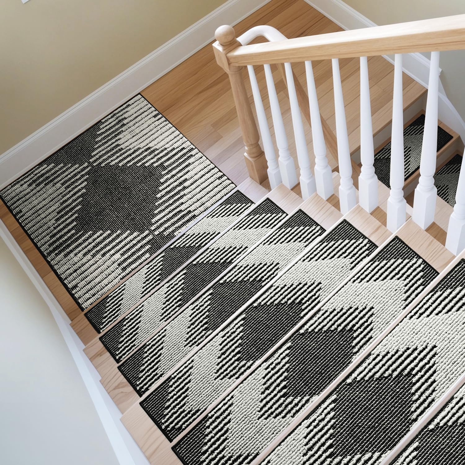 PADOOR 15PC Stair-Treads Non Slip, 3D Peel and Stick Stair Treads for Wooden Steps Indoor, Stair-Carpet Treads Washable Reusable Adhesive Stair-Runner Rugs for Kids and Dogs 8"x30" Brown