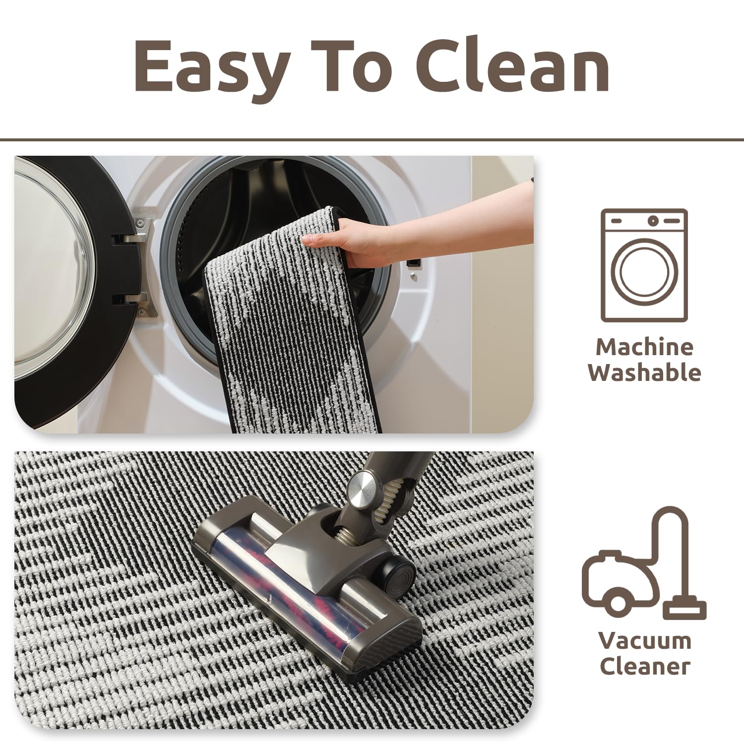 PADOOR 15PC Stair-Treads Non Slip, 3D Peel and Stick Stair Treads for Wooden Steps Indoor, Stair-Carpet Treads Washable Reusable Adhesive Stair-Runner Rugs for Kids and Dogs 8"x30" Brown