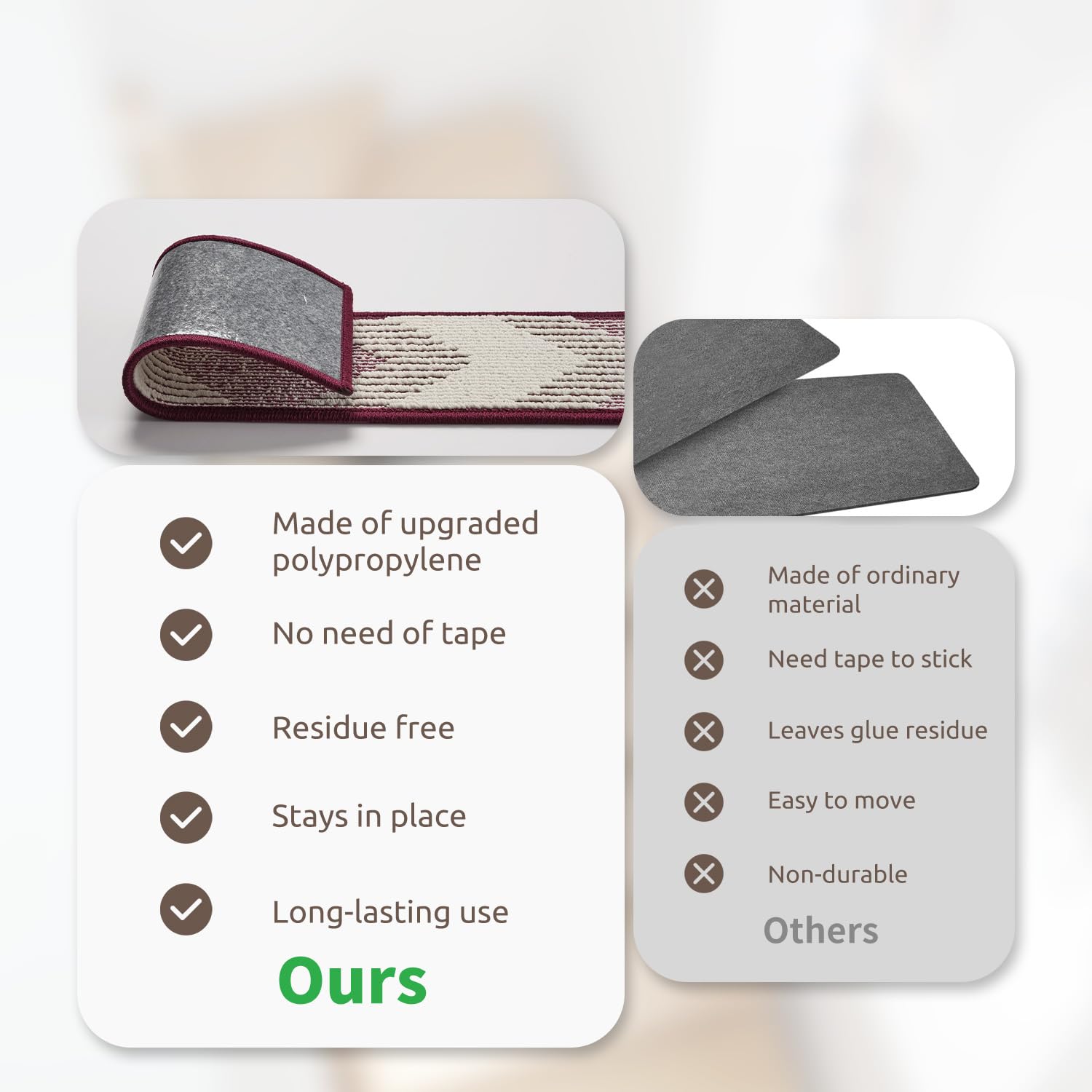 PADOOR 15PC Stair-Treads Non Slip, 3D Peel and Stick Stair Treads for Wooden Steps Indoor, Stair-Carpet Treads Washable Reusable Adhesive Stair-Runner Rugs for Kids and Dogs 8"x30" Brown