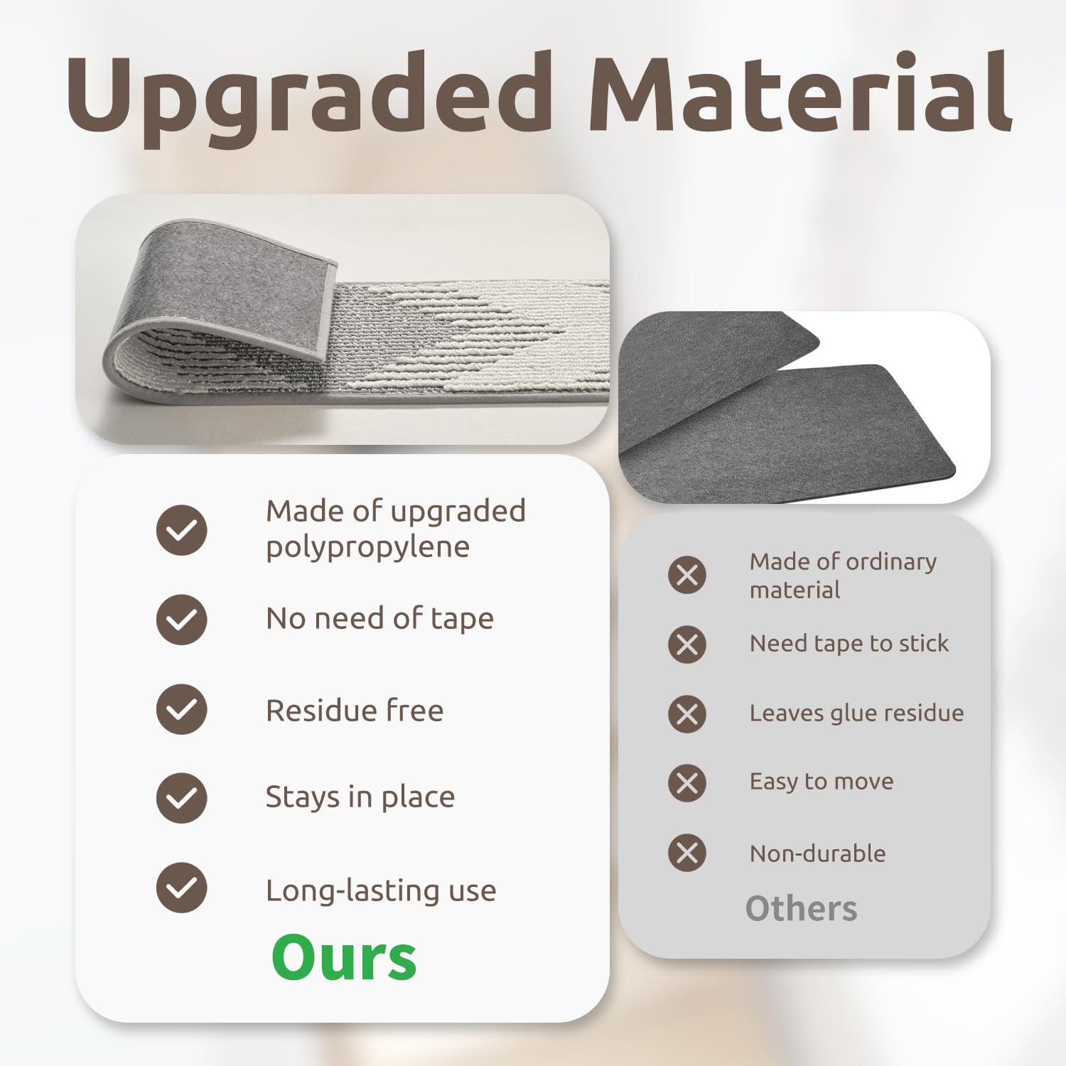 PADOOR 15PC Stair-Treads Non Slip, 3D Peel and Stick Stair Treads for Wooden Steps Indoor, Stair-Carpet Treads Washable Reusable Adhesive Stair-Runner Rugs for Kids and Dogs 8"x30" Brown